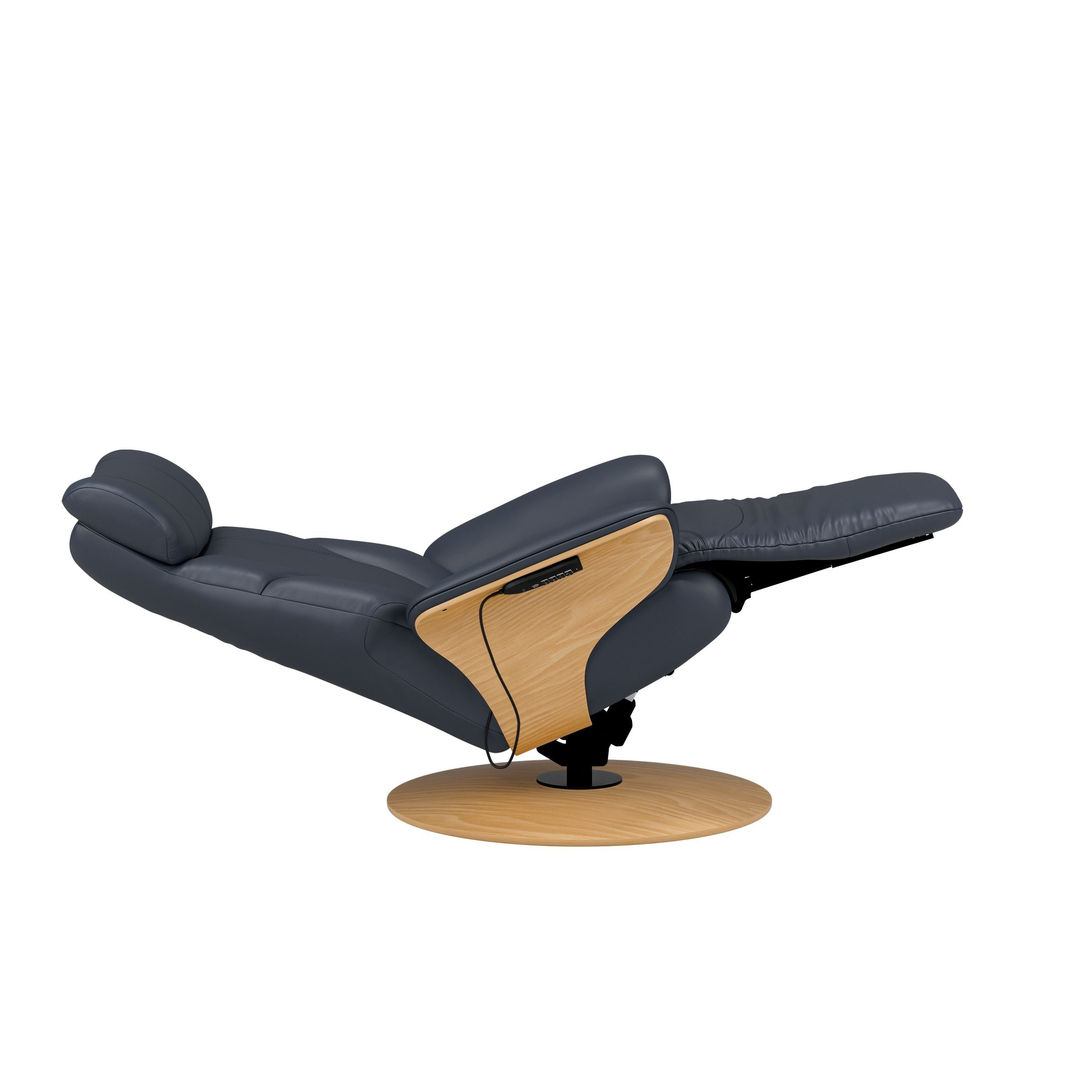 Stressless Adam Wood Disc Recliner — Paloma Oxford Blue