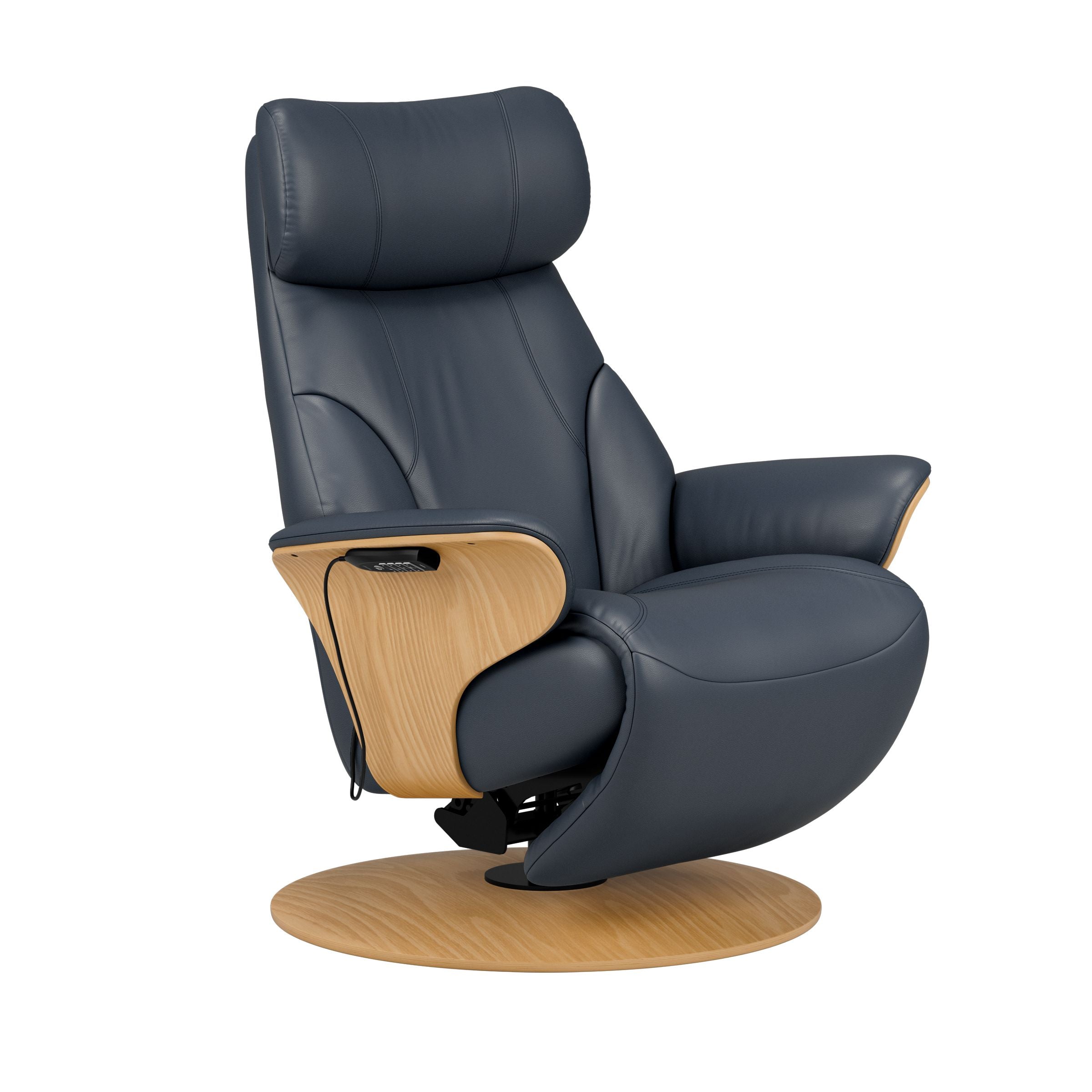 Stressless Adam Wood Disc Recliner — Paloma Oxford Blue