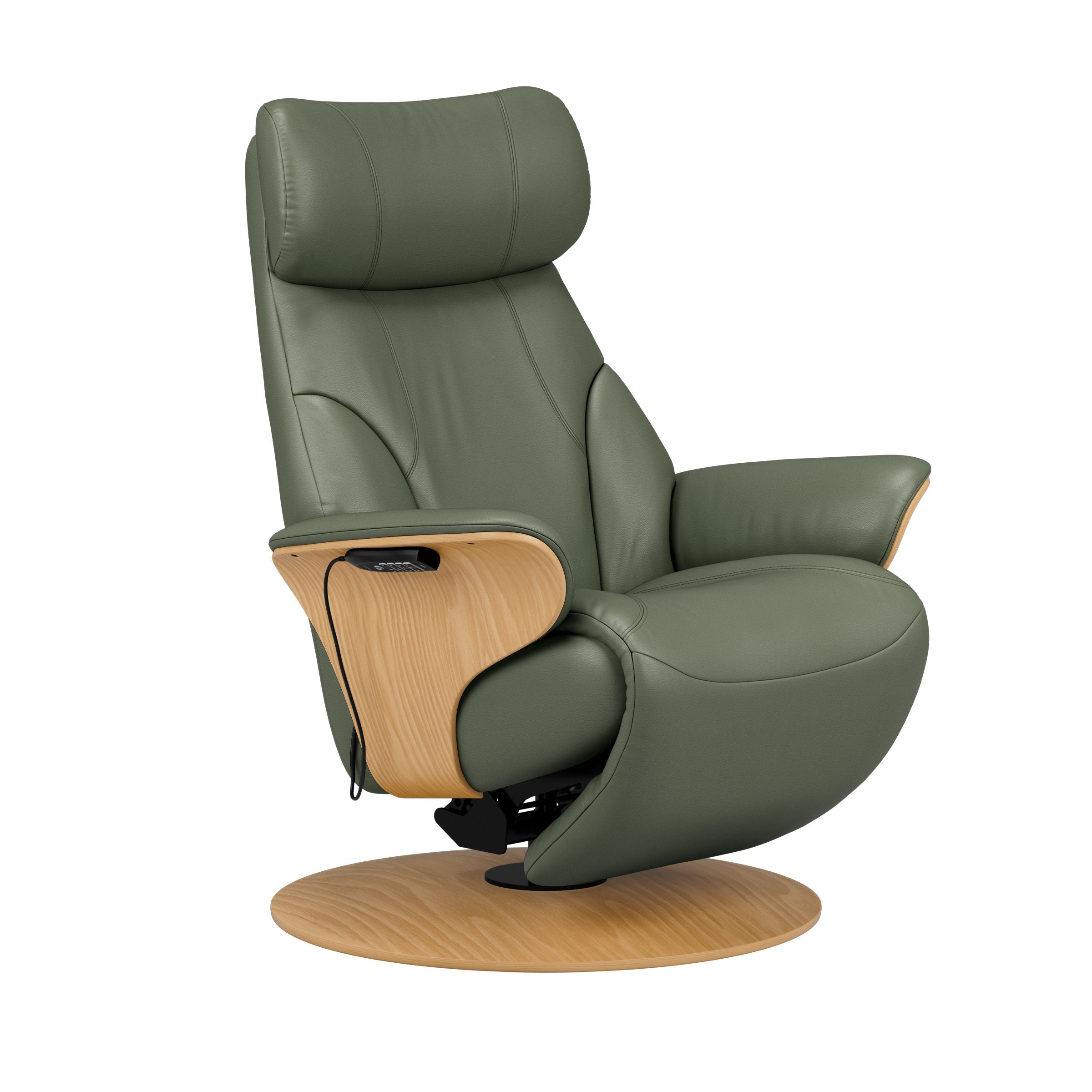 Stressless Adam Wood Disc Recliner — Paloma Sage Green