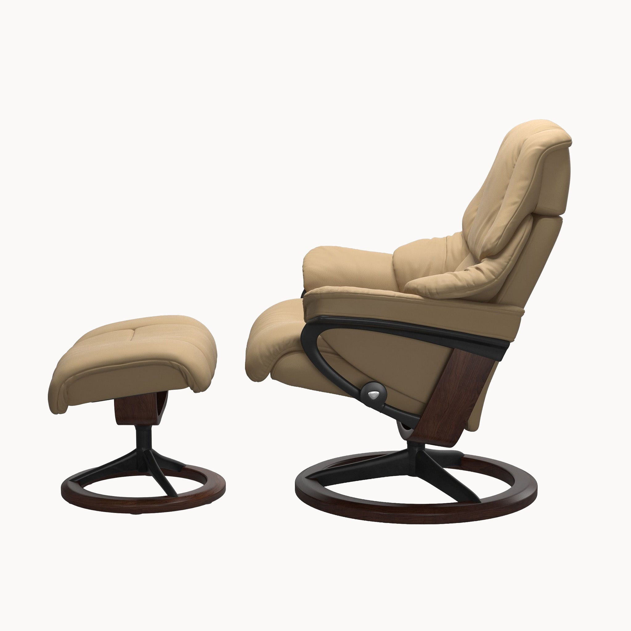 Stressless Reno Signature Base Chair & Ottoman - Paloma Sand