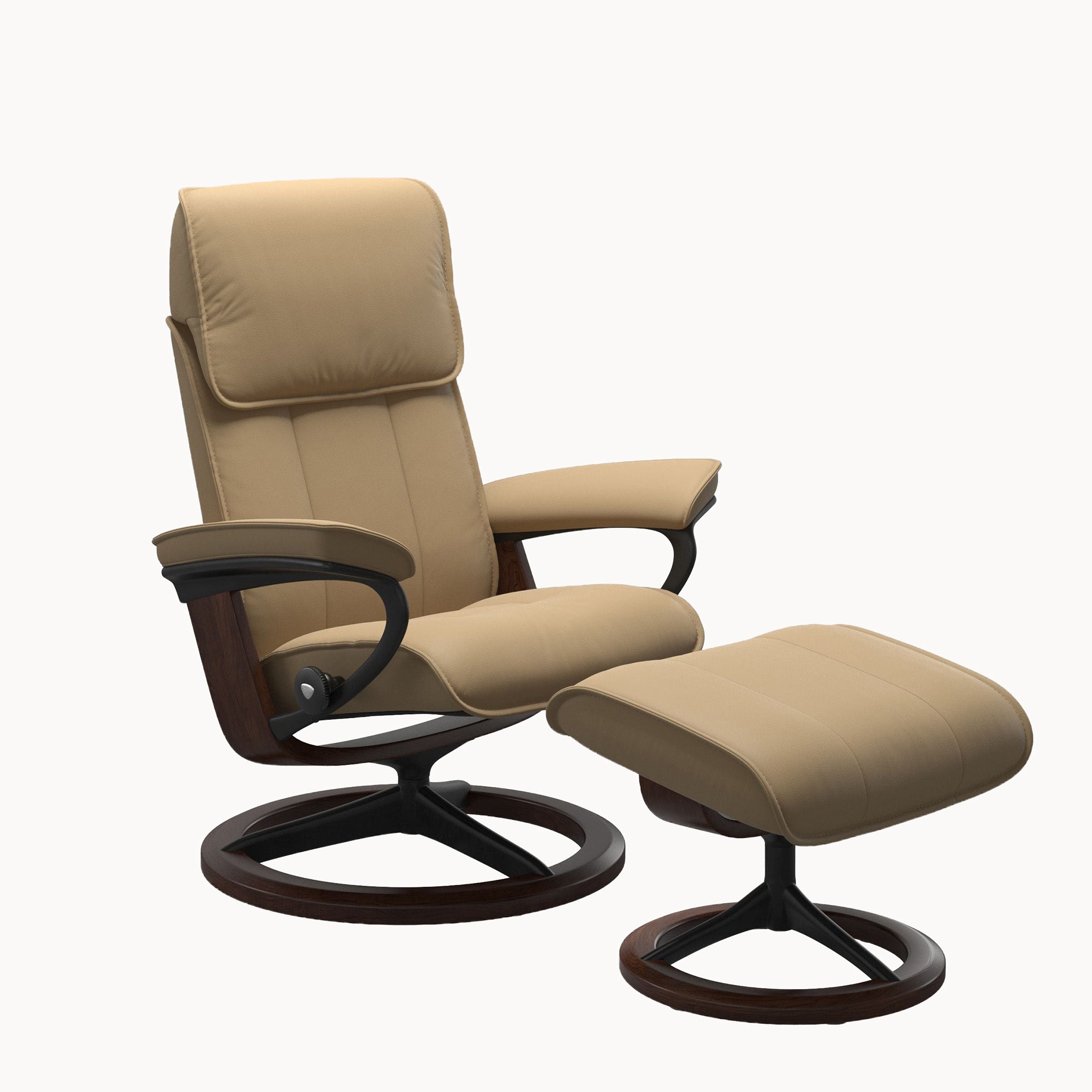 Stressless Admiral Signature Base Chair & Ottoman - Paloma Sand