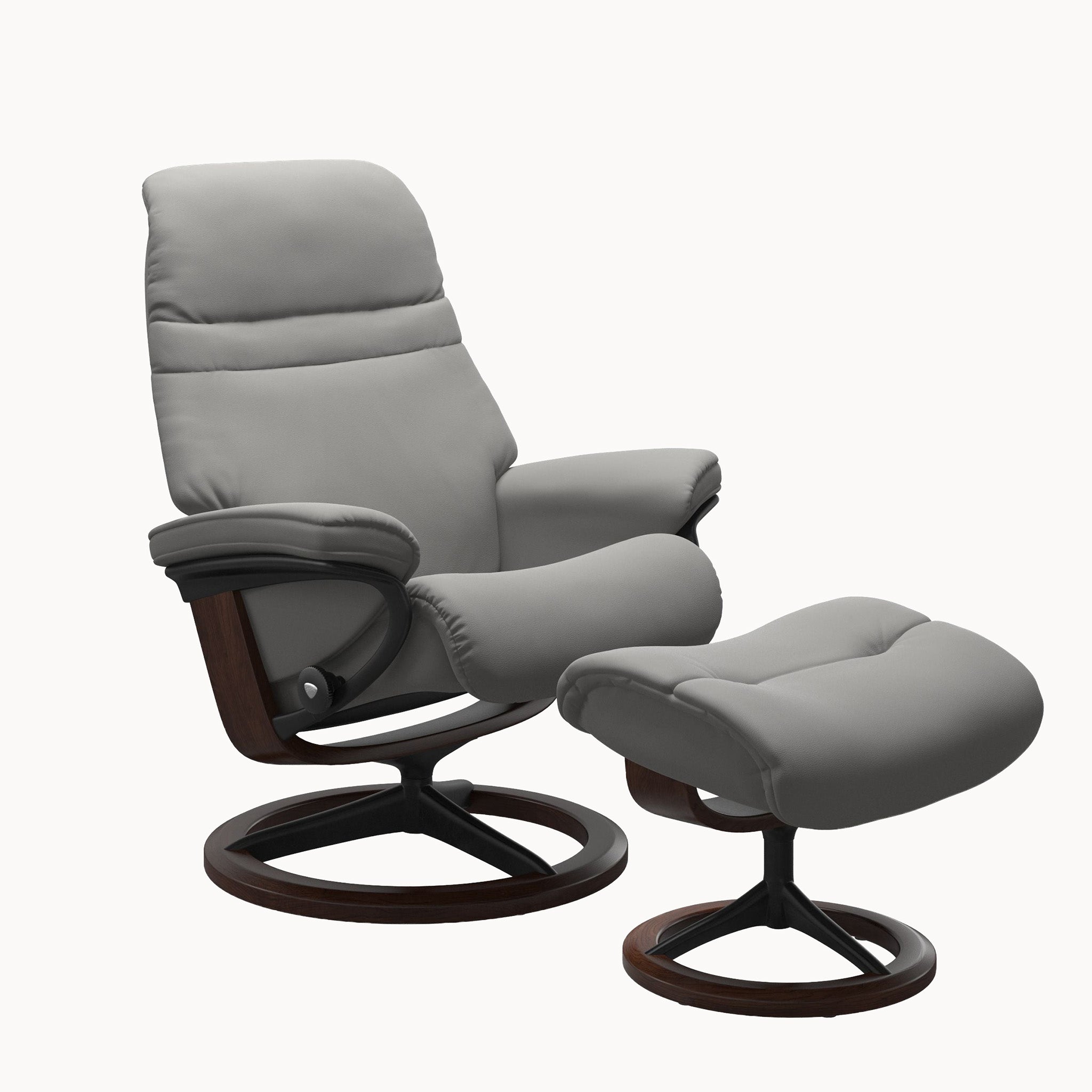 Stressless Sunrise Signature Base Chair & Ottoman - Paloma Silver Grey