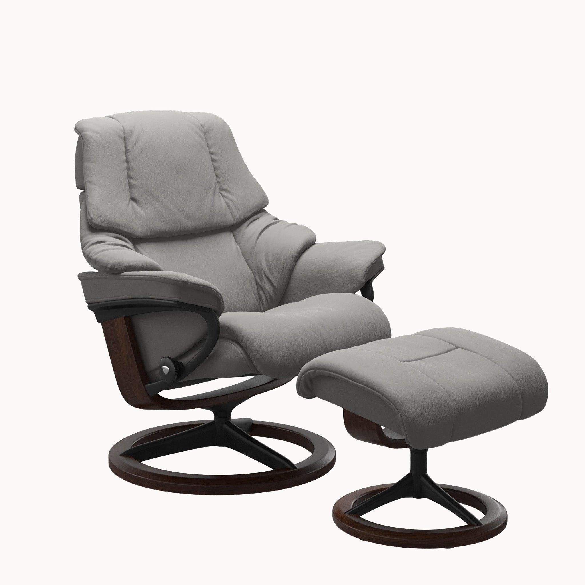 Stressless Reno Signature Base Chair & Ottoman - Paloma Silver Grey