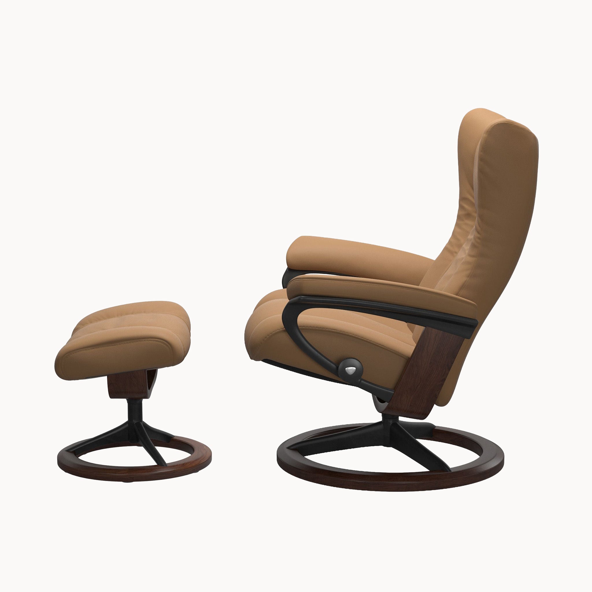 Stressless Wing Signature Base Chair & Ottoman - Paloma Taupe