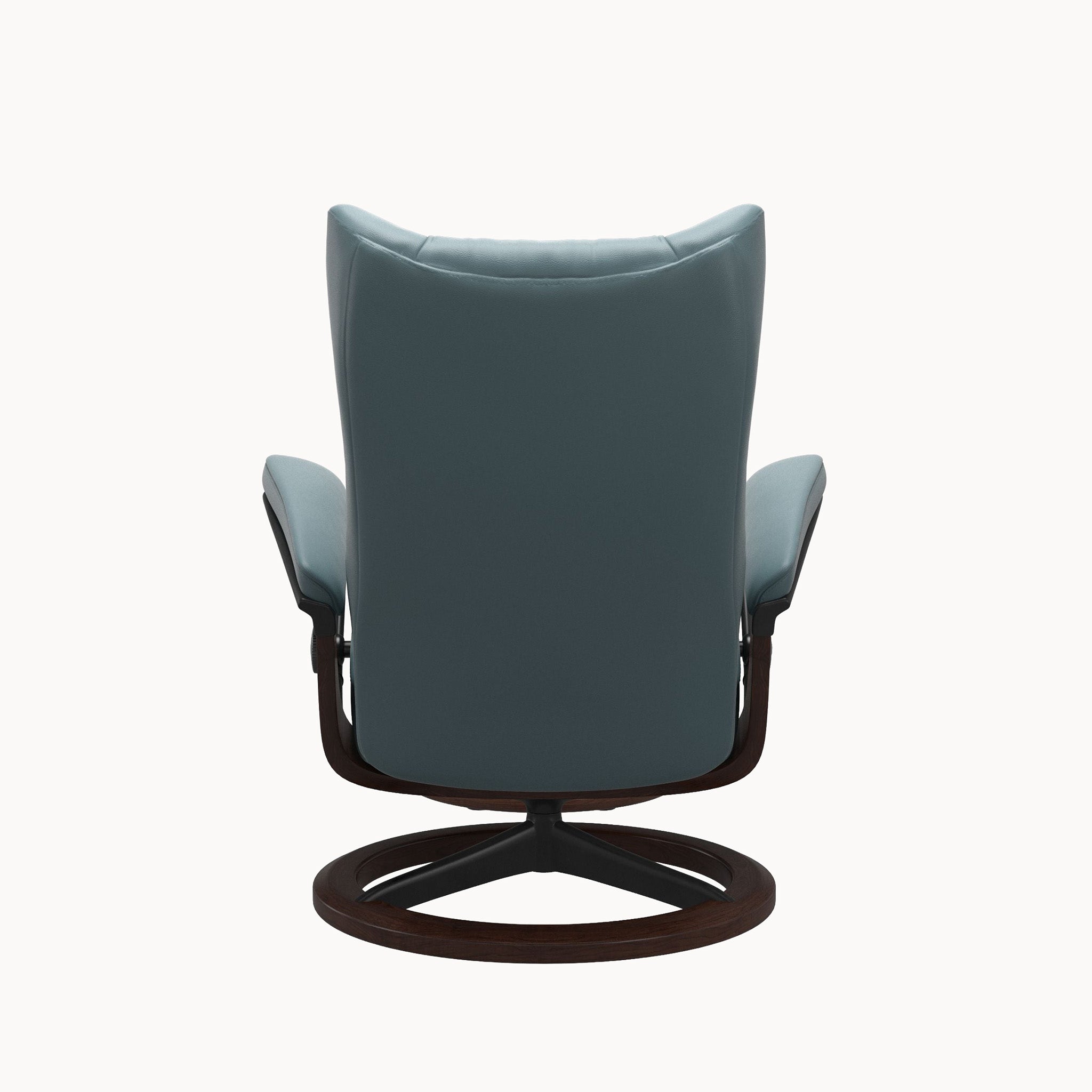 Stressless Wing Signature Base Chair & Ottoman - Paloma Teal Blue