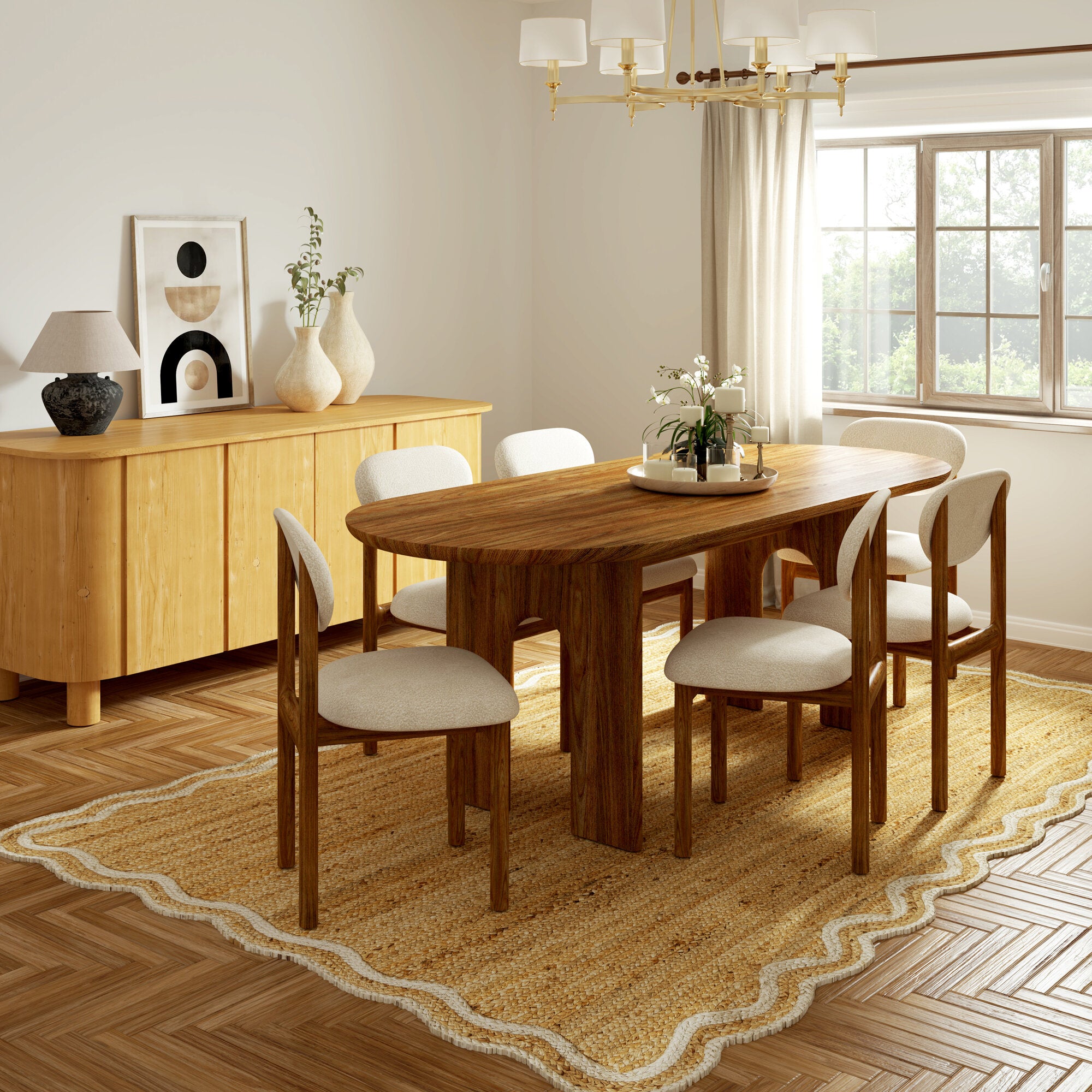 LR Home Scallop Rug — Natural / Ivory