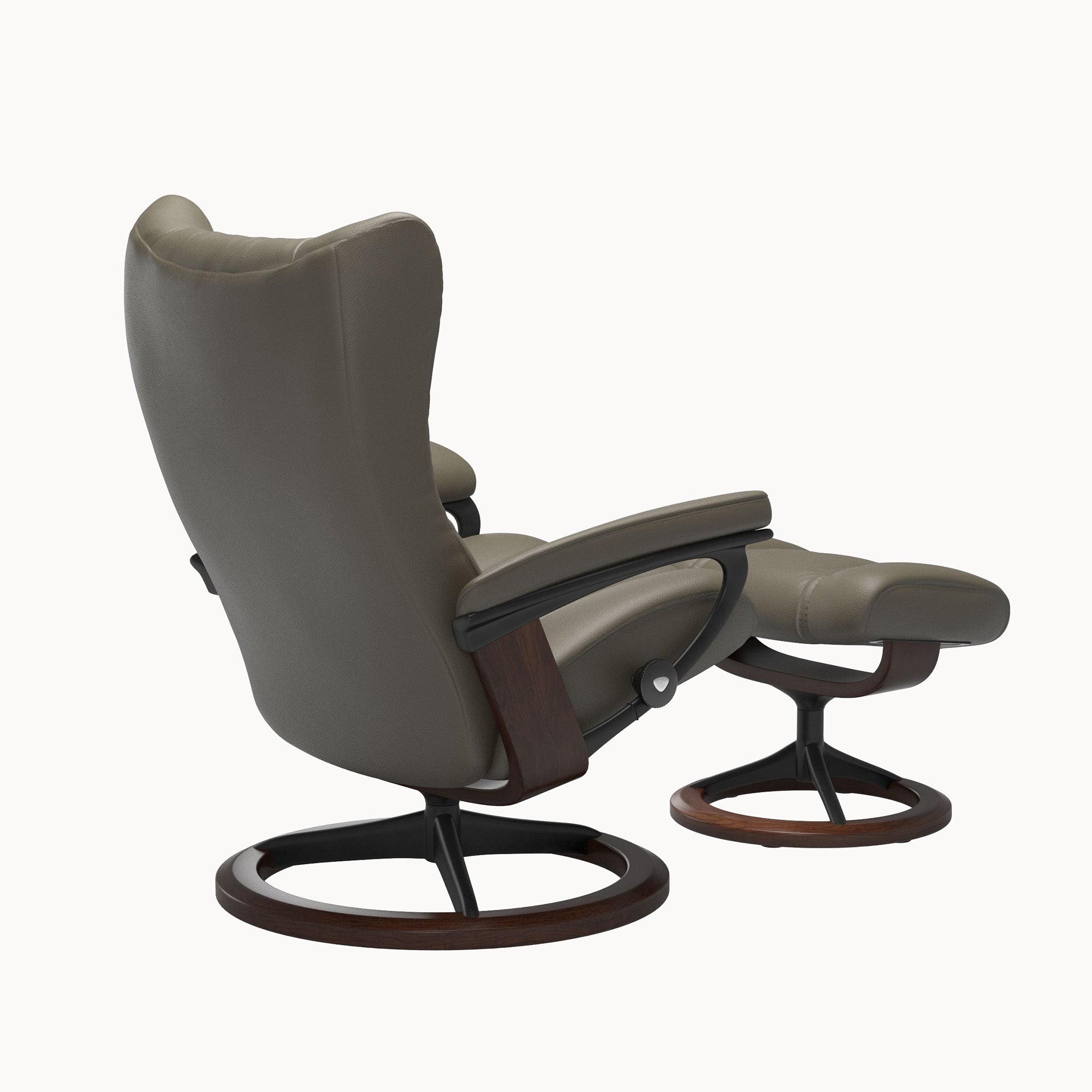 Stressless Wing Signature Base Chair & Ottoman - Velaro Forest Green