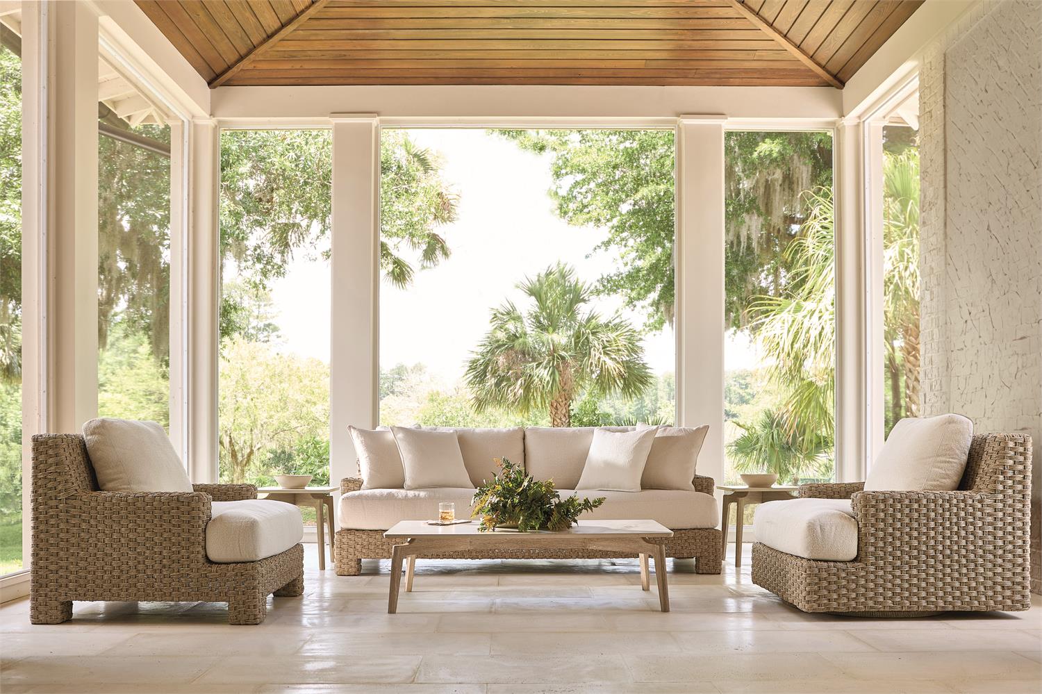 Outdoor patio furniture set up for spring