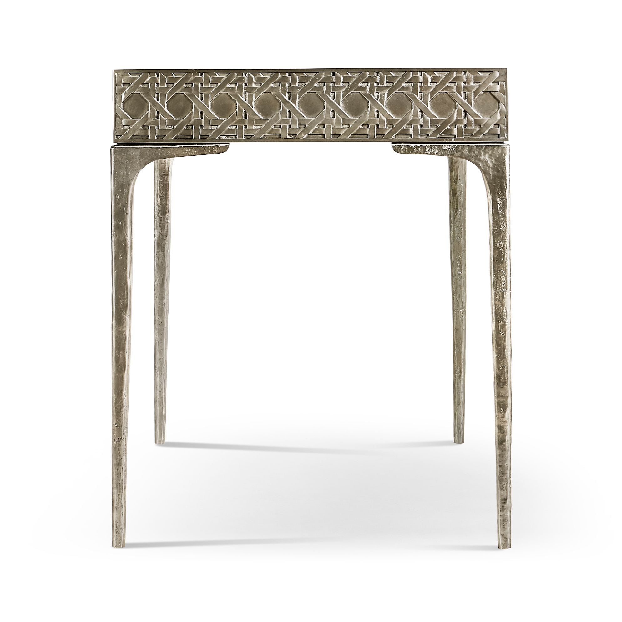 Jonathan Charles Cnoidal Cane Carved Metal Desk