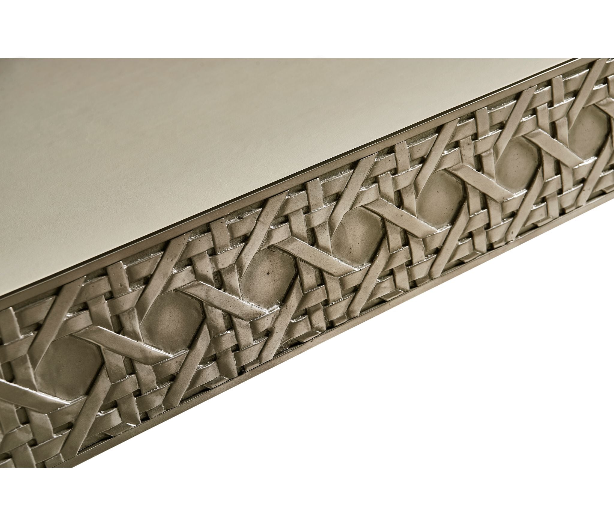 Jonathan Charles Cnoidal Cane Carved Metal Desk