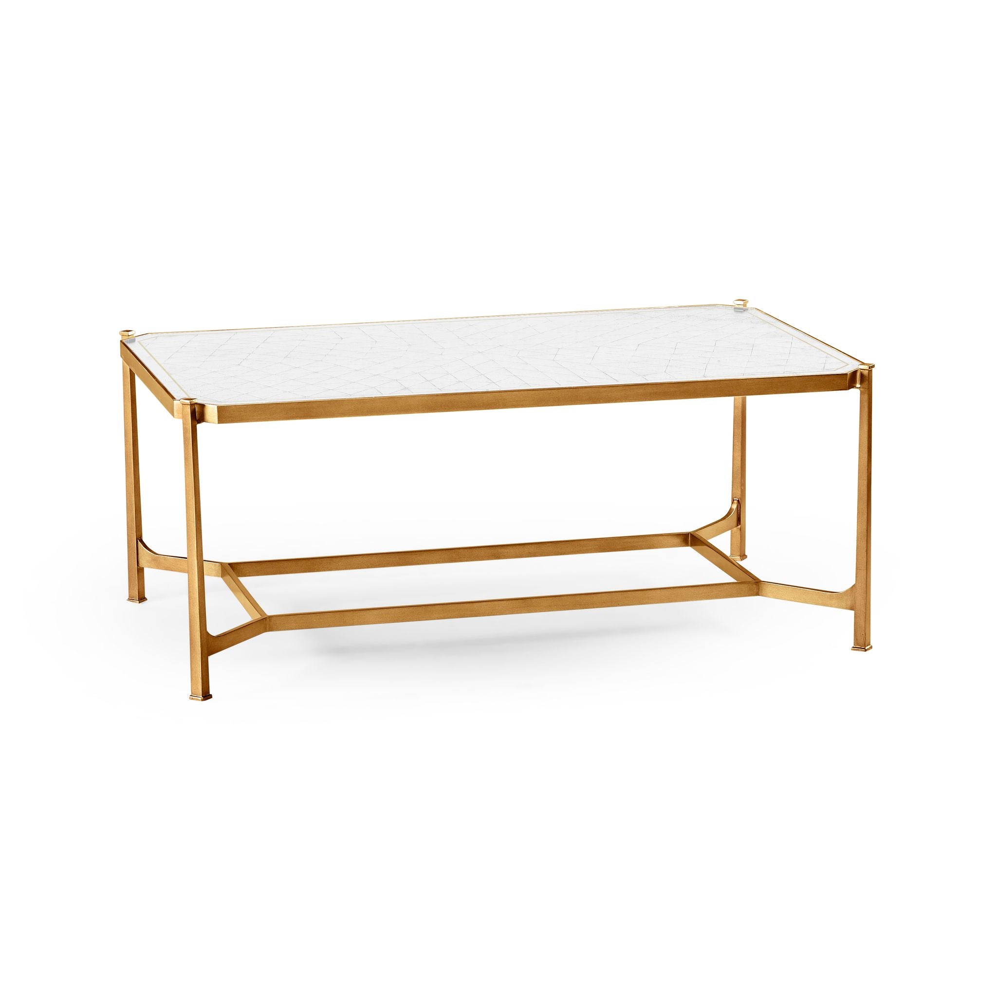 Jonathan Charles Eglomise&Gilded Iron Rect. Coffee Table