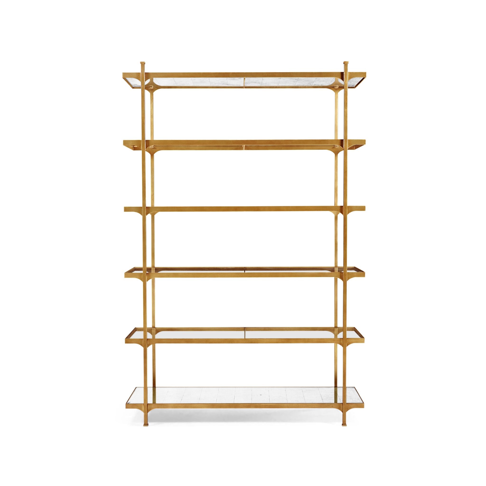 Jonathan Charles Eglomise & Gilded Iron Six-Tier Etagere