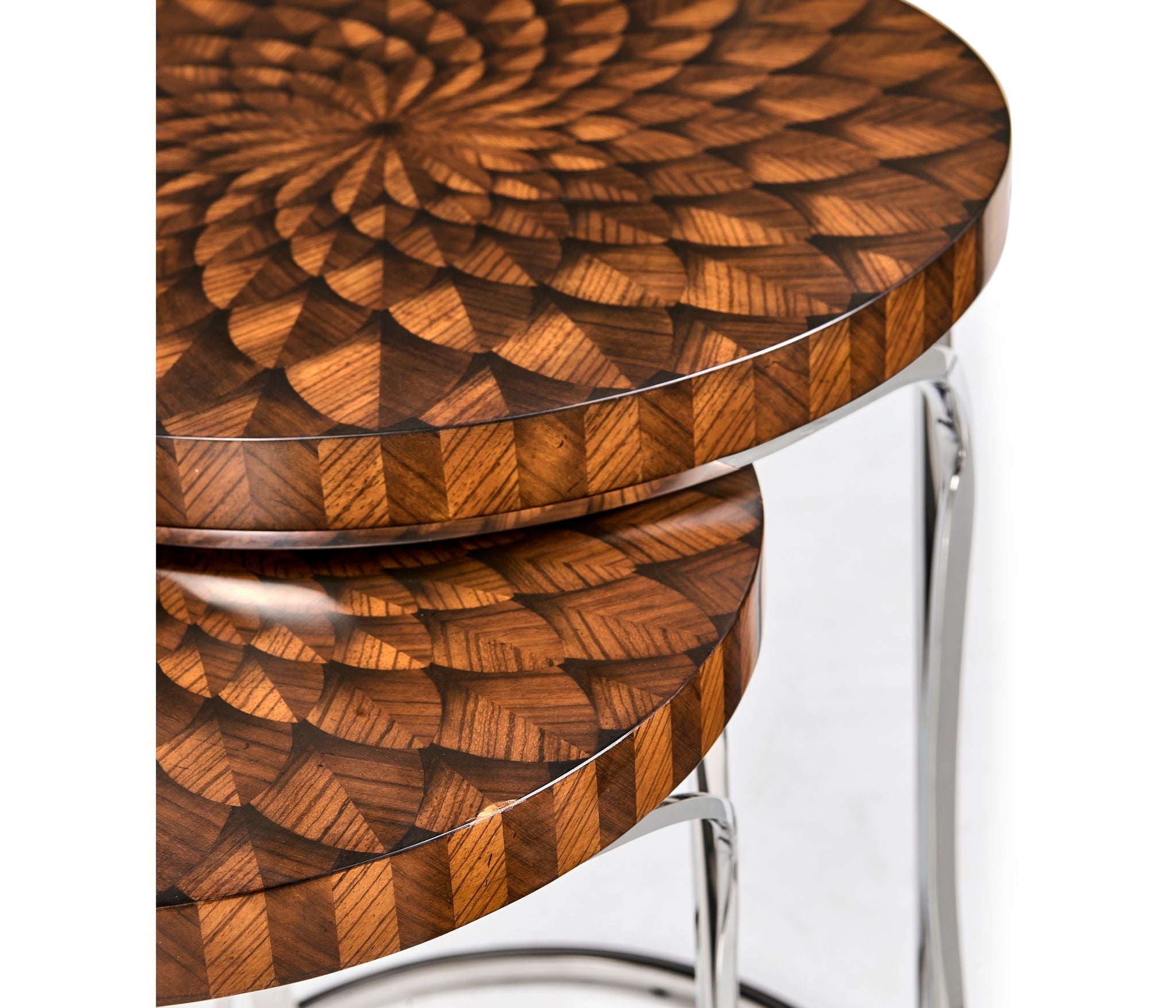 Jonathan Charles Feather Inlay Nest of Tables