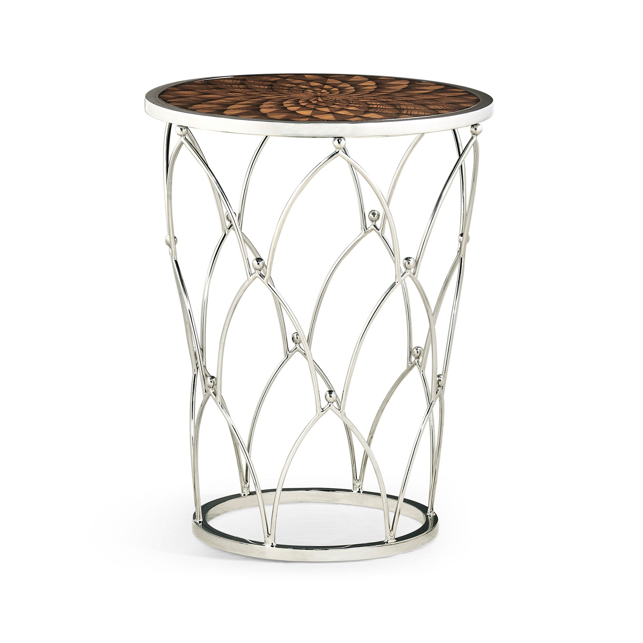 Jonathan Charles Feather Stainless Steel Round Side Table