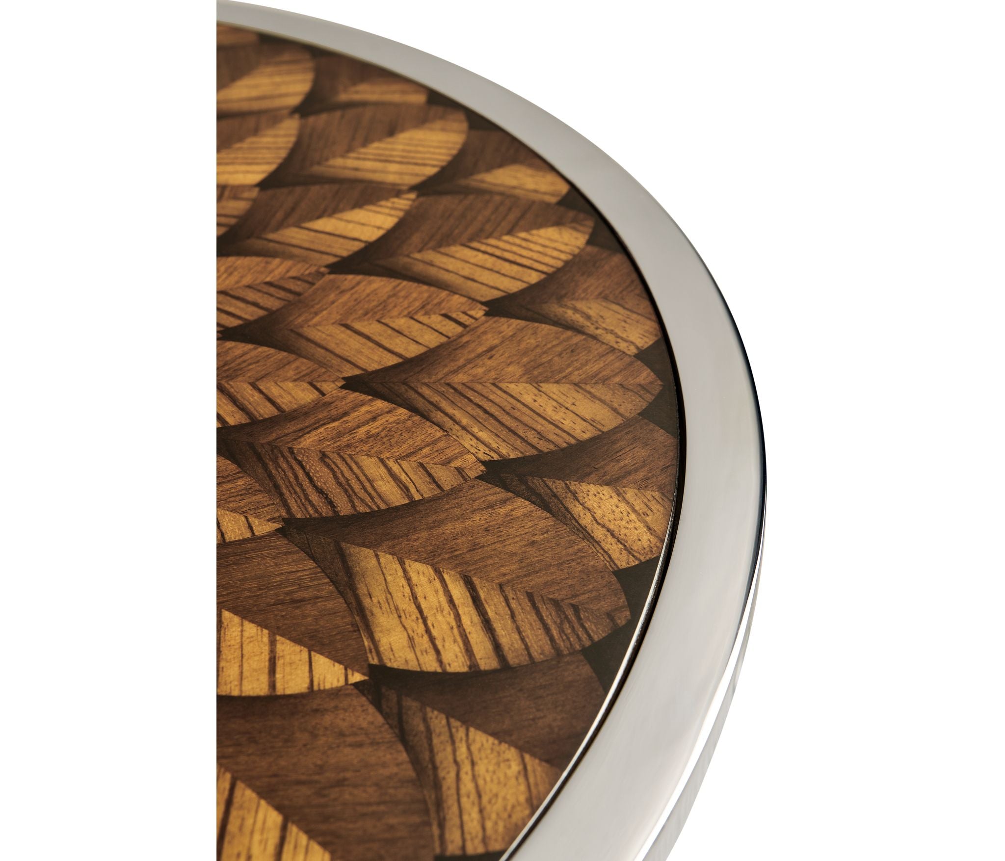 Jonathan Charles Feather Stainless Steel Round Side Table