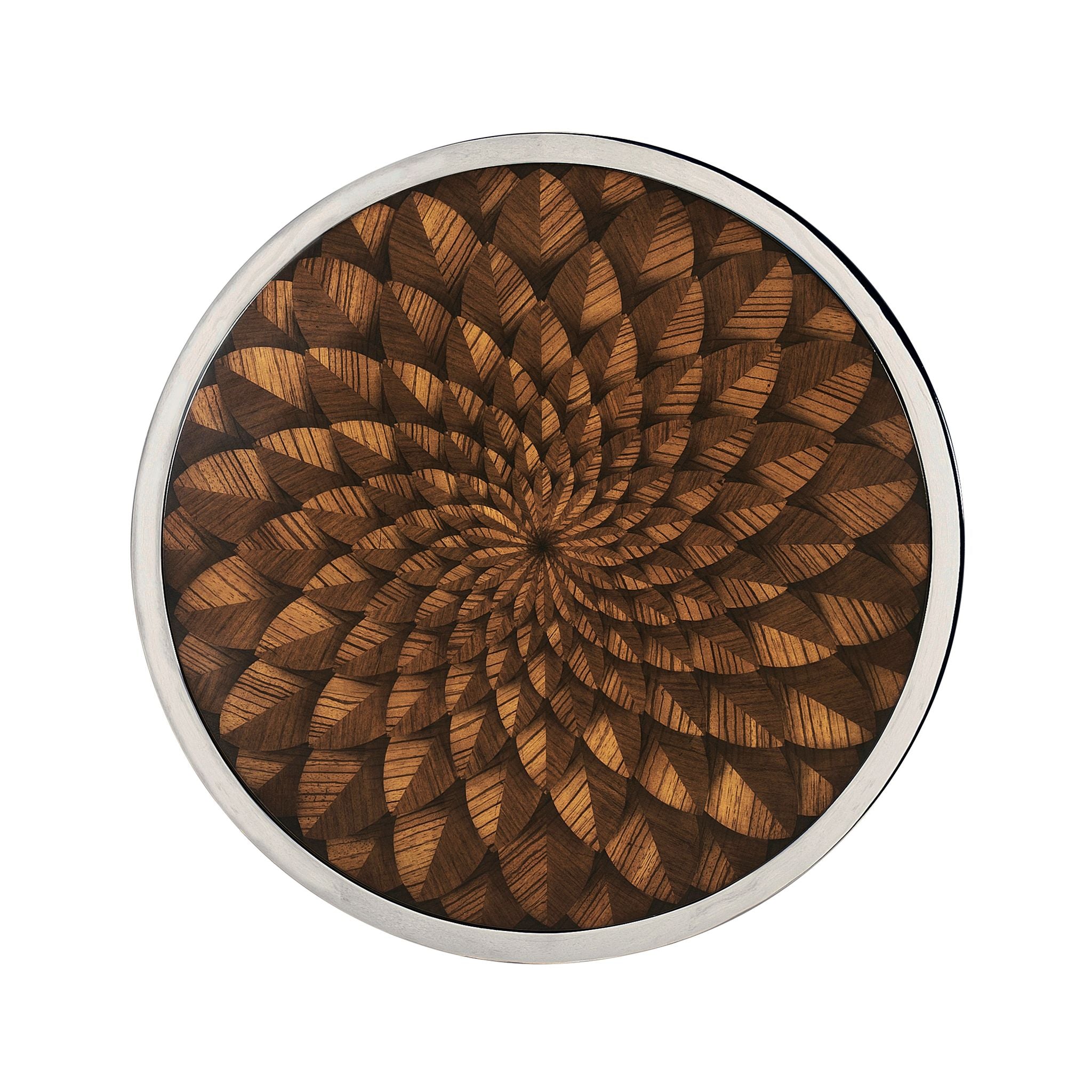 Jonathan Charles Feather Stainless Steel Round Side Table