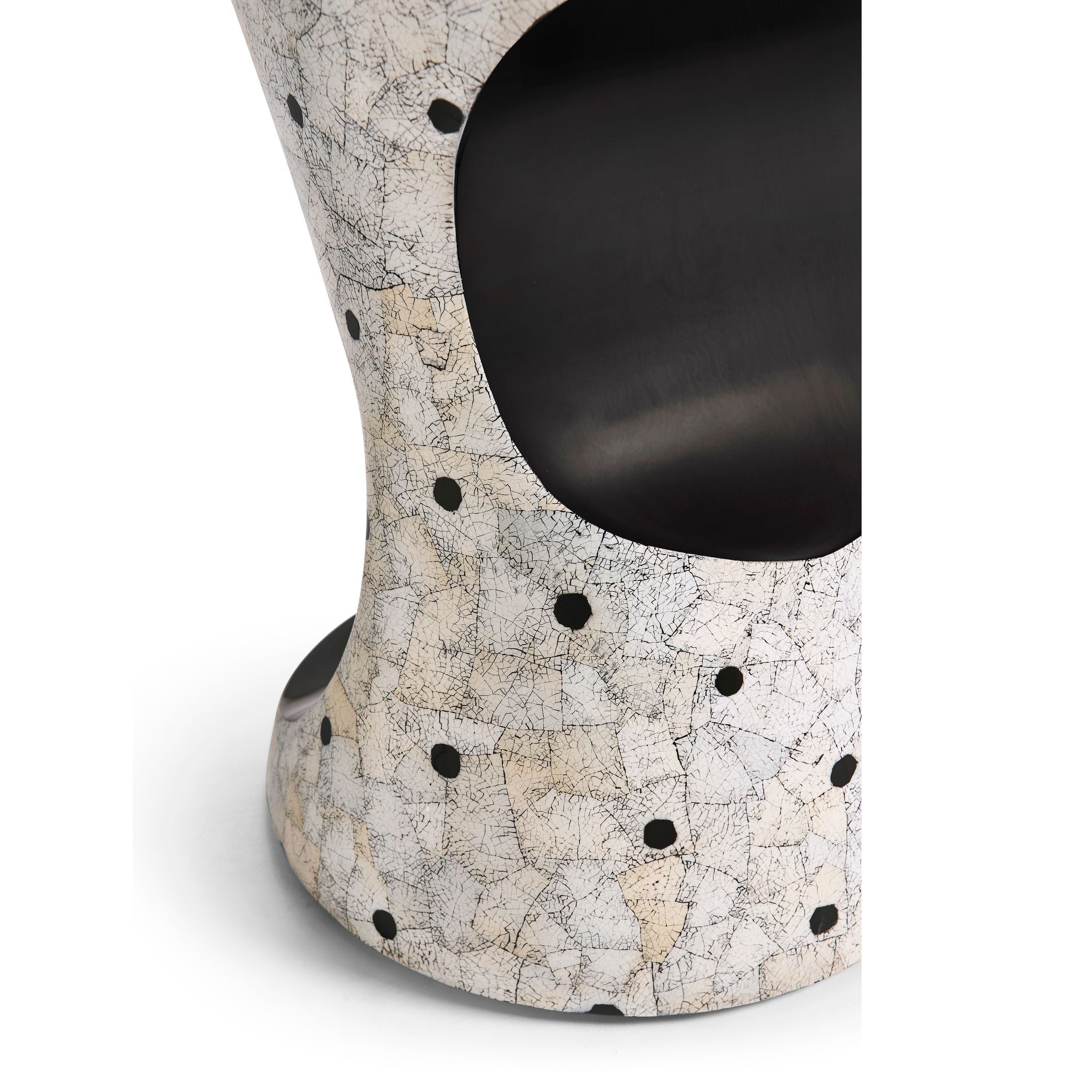 Jonathan Charles Dalmatian Eggshell Round Lamp Table