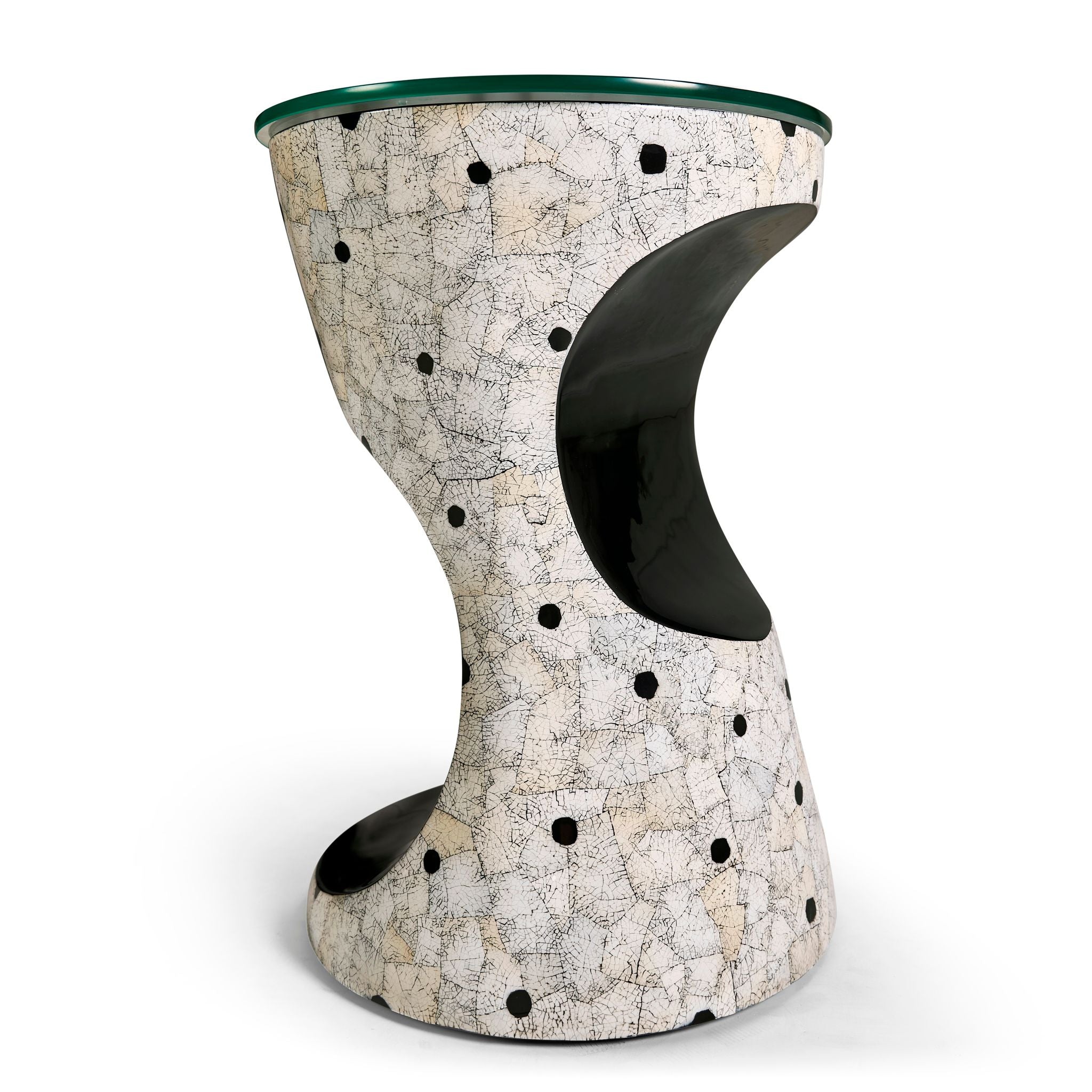 Jonathan Charles Dalmatian Eggshell Round Lamp Table