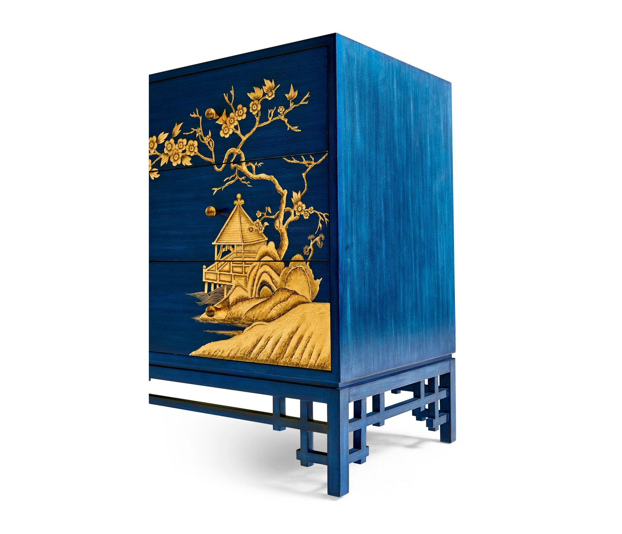 Jonathan Charles Chinoiserie-Antique Blue Chestof Drawers
