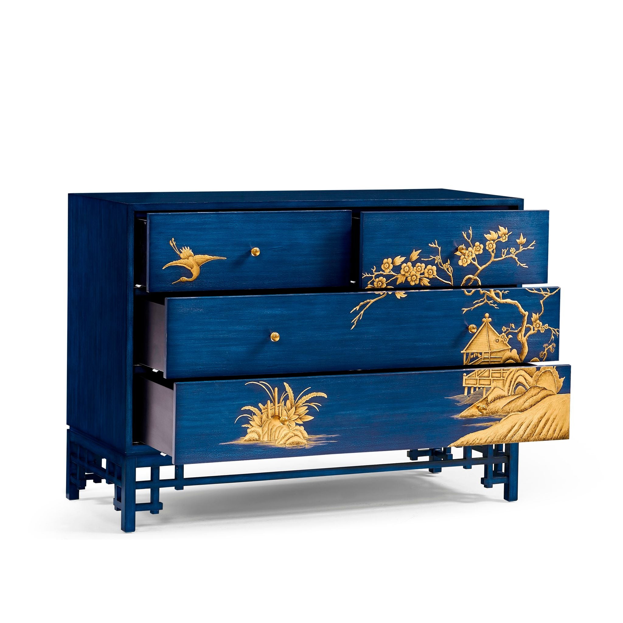 Jonathan Charles Chinoiserie-Antique Blue Chestof Drawers