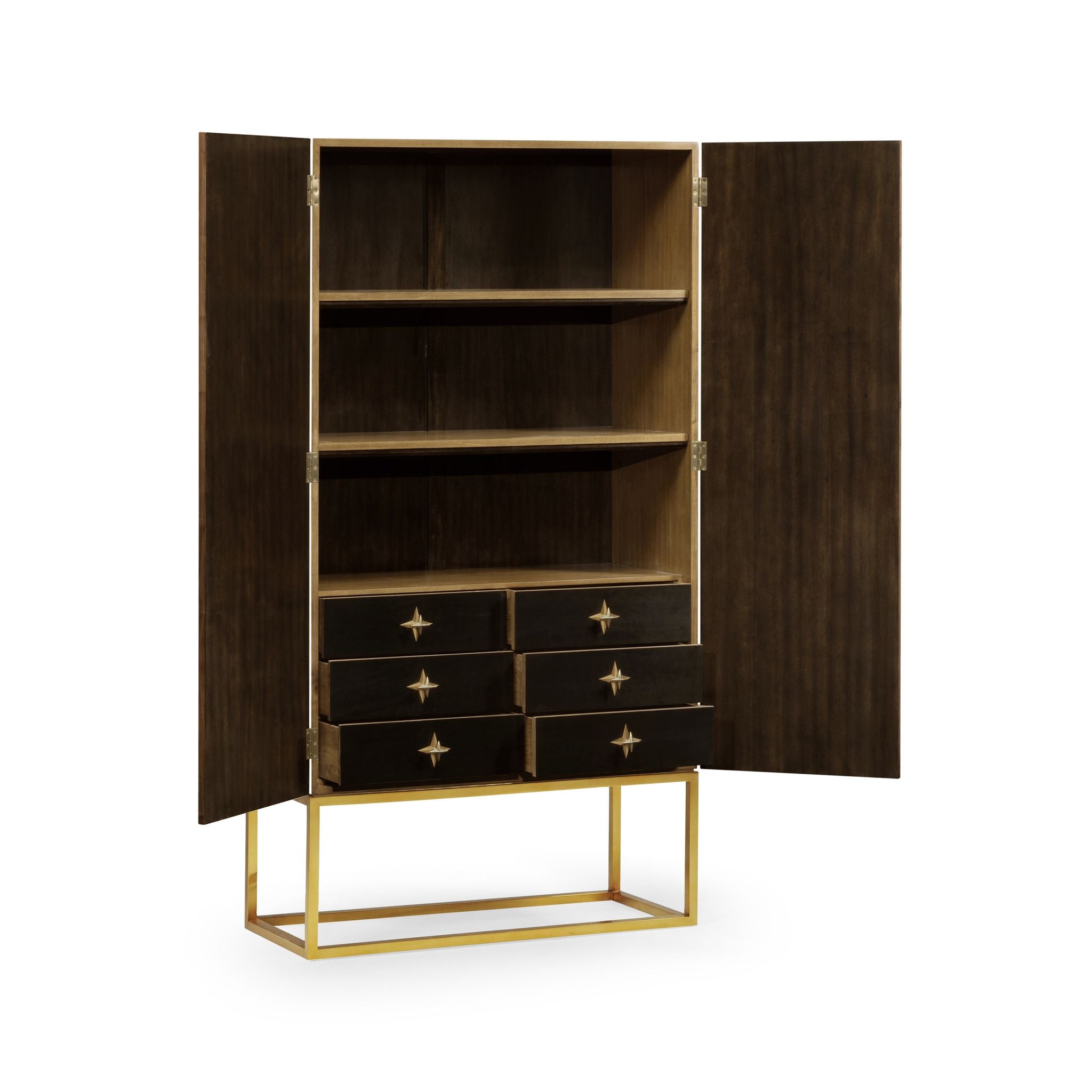 Jonathan Charles Four-Point Star 3D Geometric Cabinet