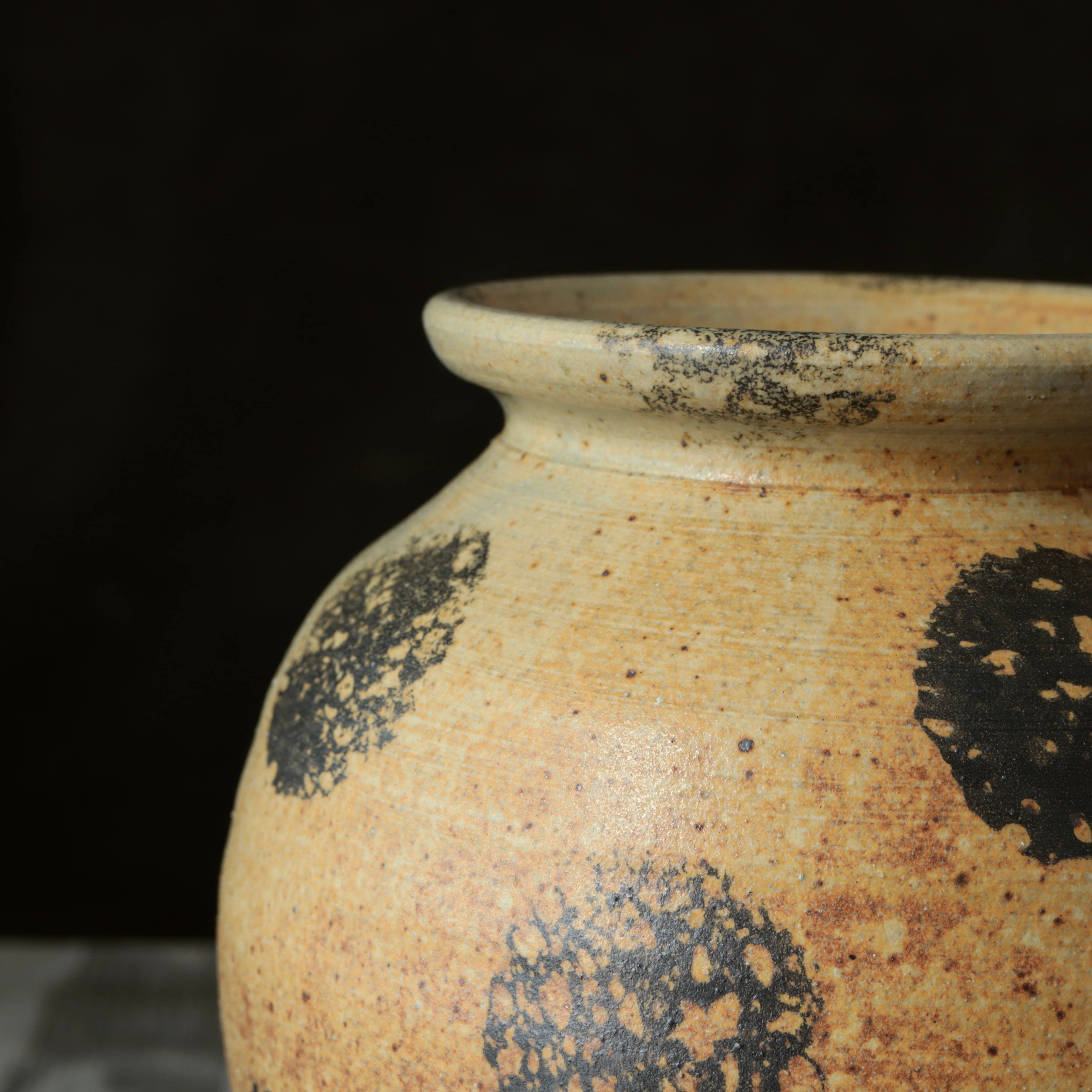 Matt Fishman Pottery Yellow and Black 7-8" Vase