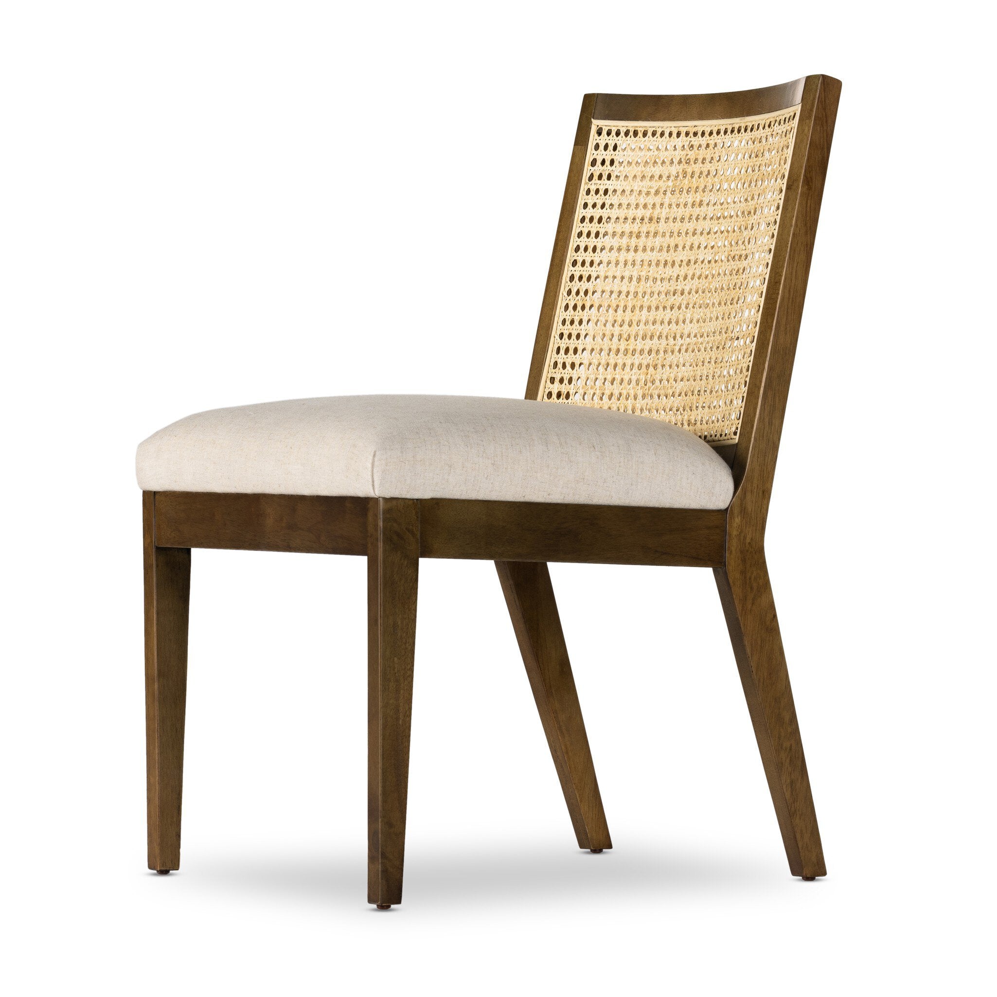 Four Hands Antonia Cane Armless Dining Chair — Toasted Parawood-Savile Flax-Light Natural Cane