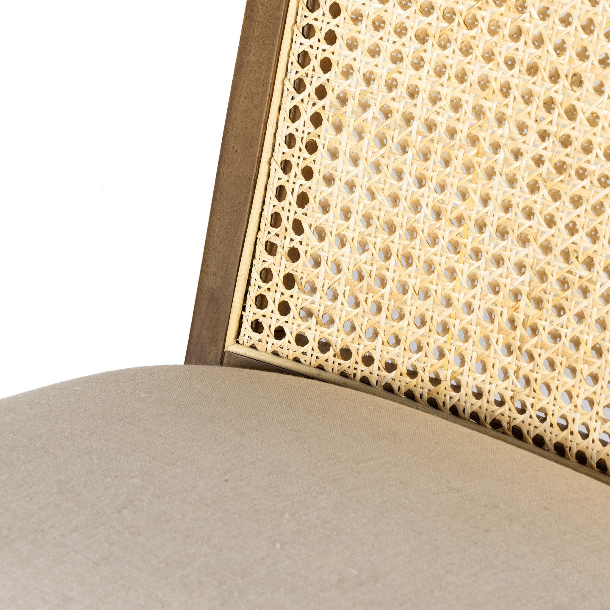 Four Hands Antonia Cane Armless Dining Chair — Toasted Parawood-Savile Flax-Light Natural Cane