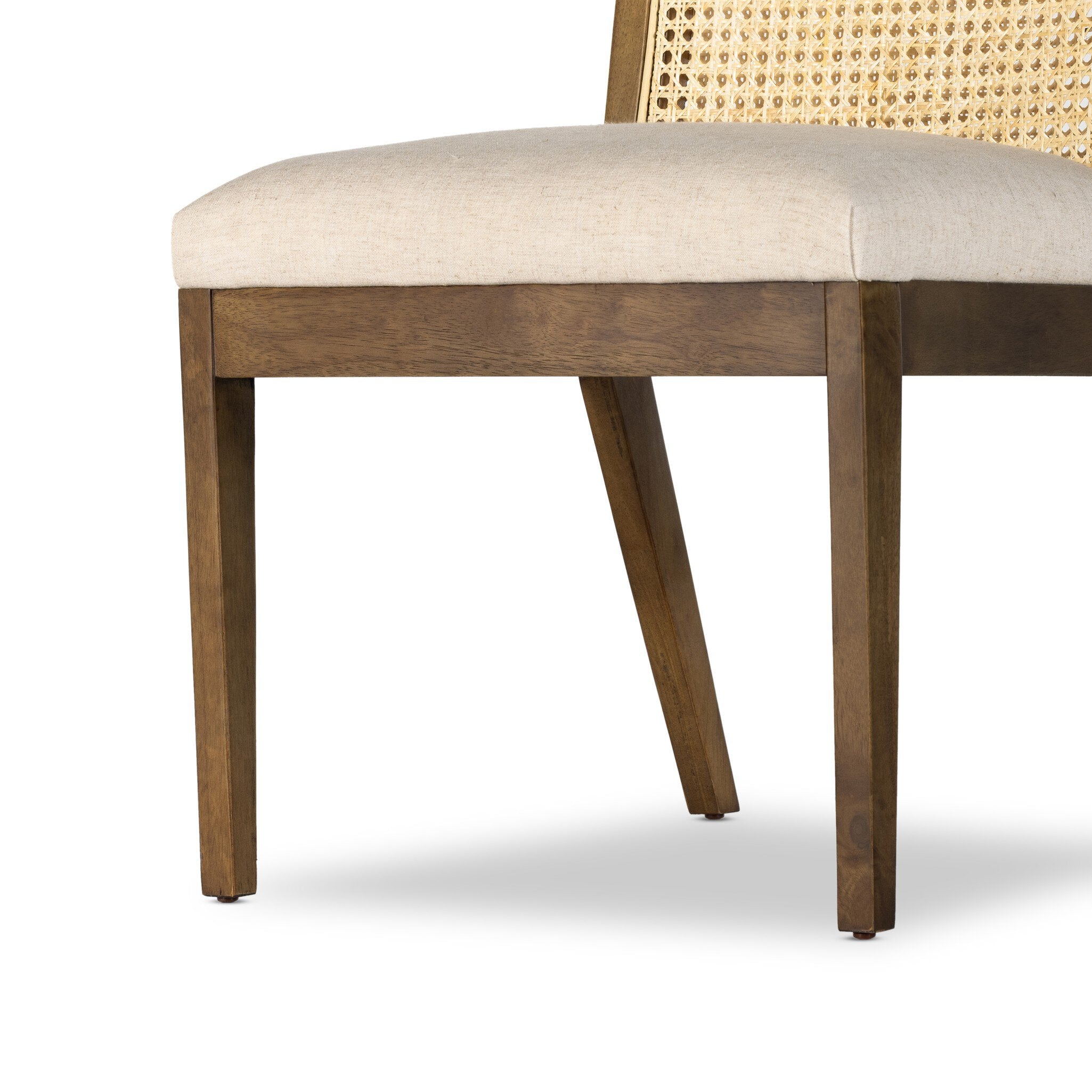 Four Hands Antonia Cane Armless Dining Chair — Toasted Parawood-Savile Flax-Light Natural Cane