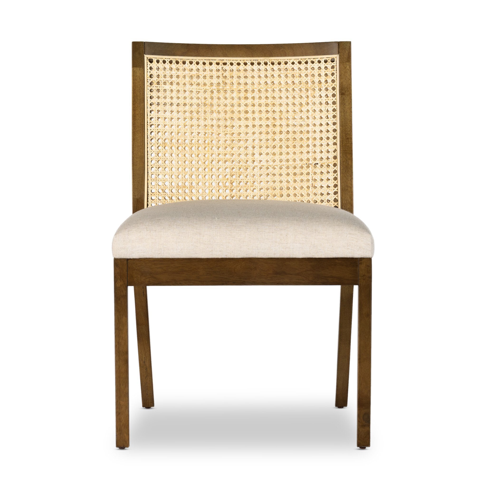 Four Hands Antonia Cane Armless Dining Chair — Toasted Parawood-Savile Flax-Light Natural Cane