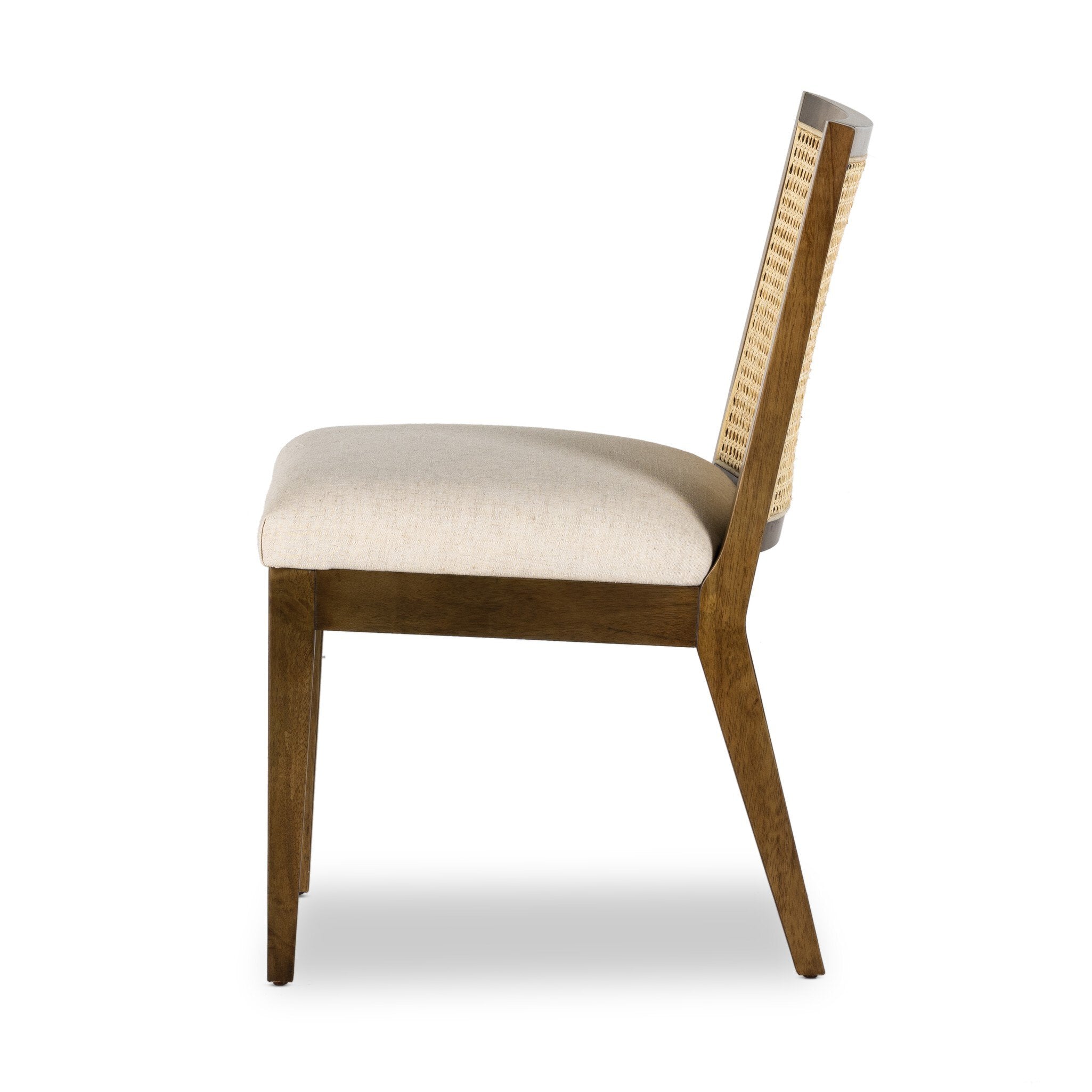 Four Hands Antonia Cane Armless Dining Chair — Toasted Parawood-Savile Flax-Light Natural Cane