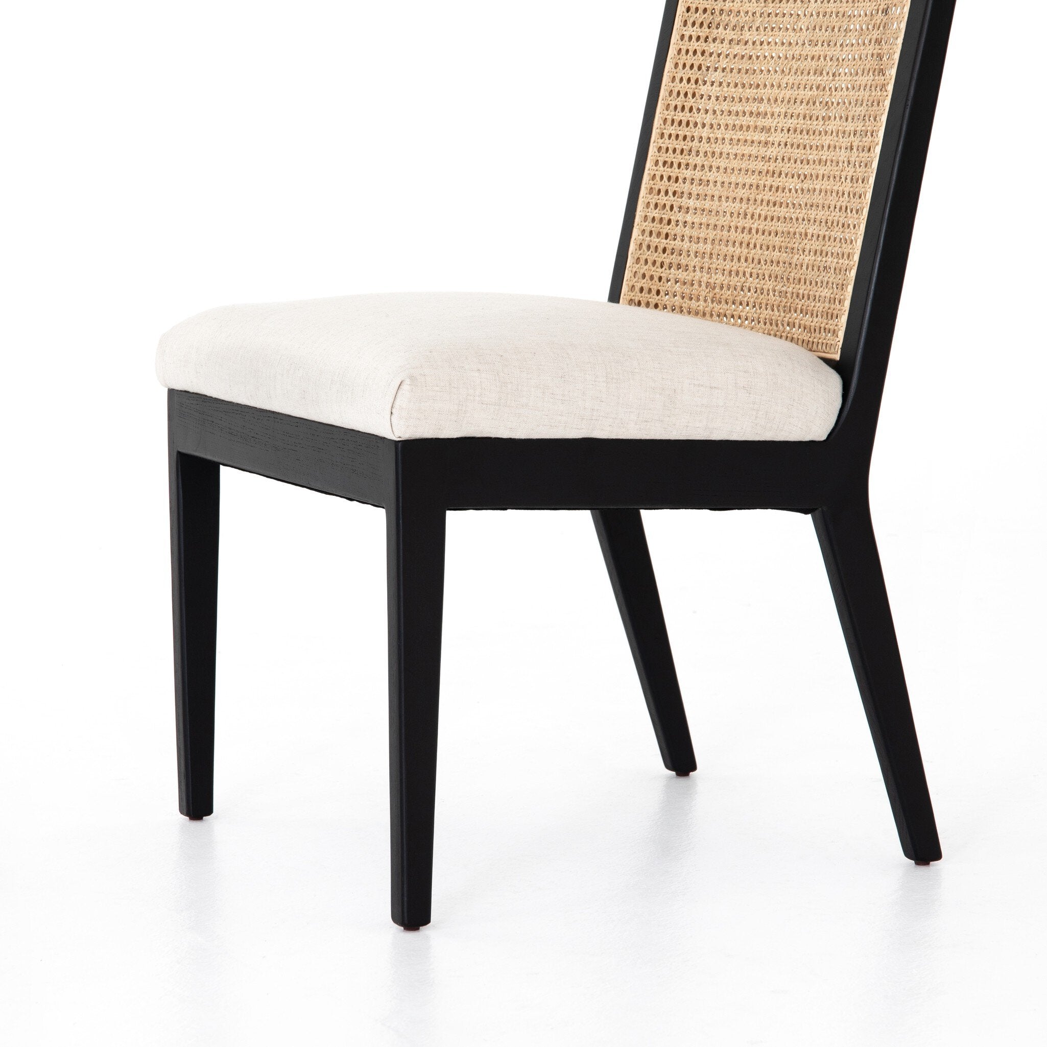 Four Hands Antonia Cane Armless Dining Chair — Savile Flax-Brushed Ebony-Light Natural Cane