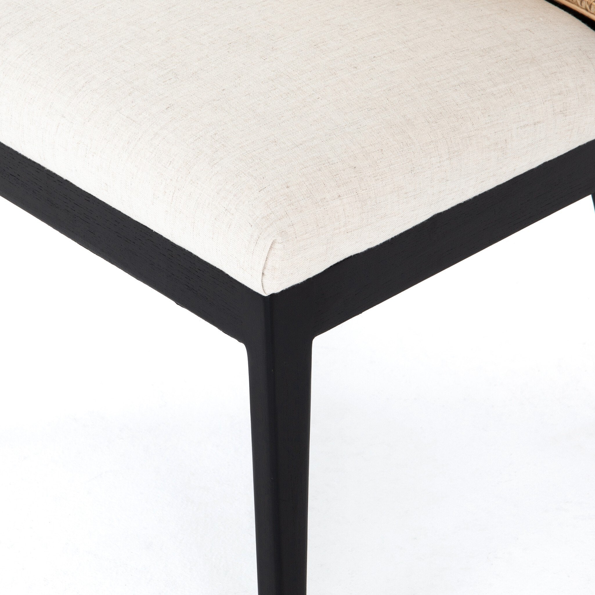 Four Hands Antonia Cane Armless Dining Chair — Savile Flax-Brushed Ebony-Light Natural Cane