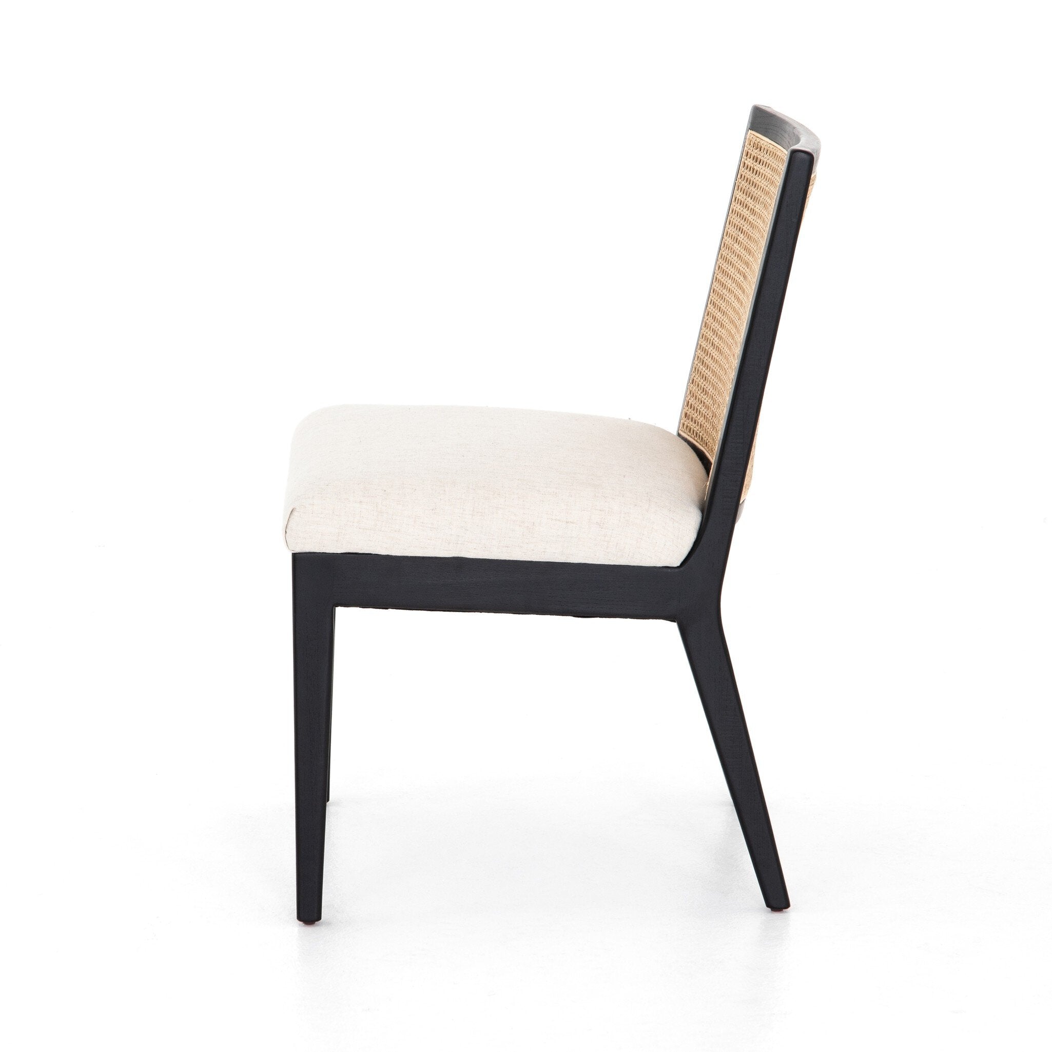 Four Hands Antonia Cane Armless Dining Chair — Savile Flax-Brushed Ebony-Light Natural Cane