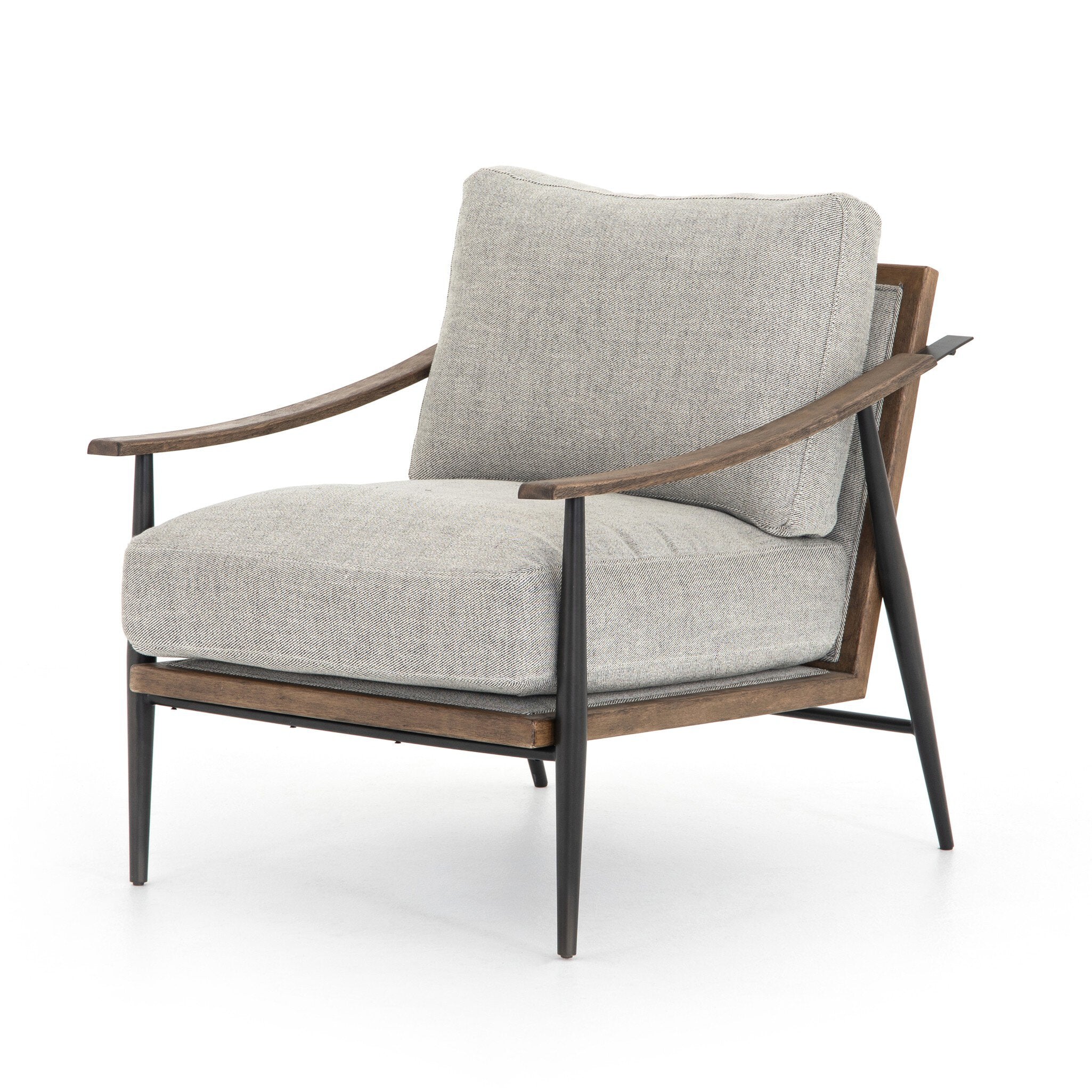Four Hands Kennedy Chair — Gabardine Grey-Distressed Natural-Gunmetal