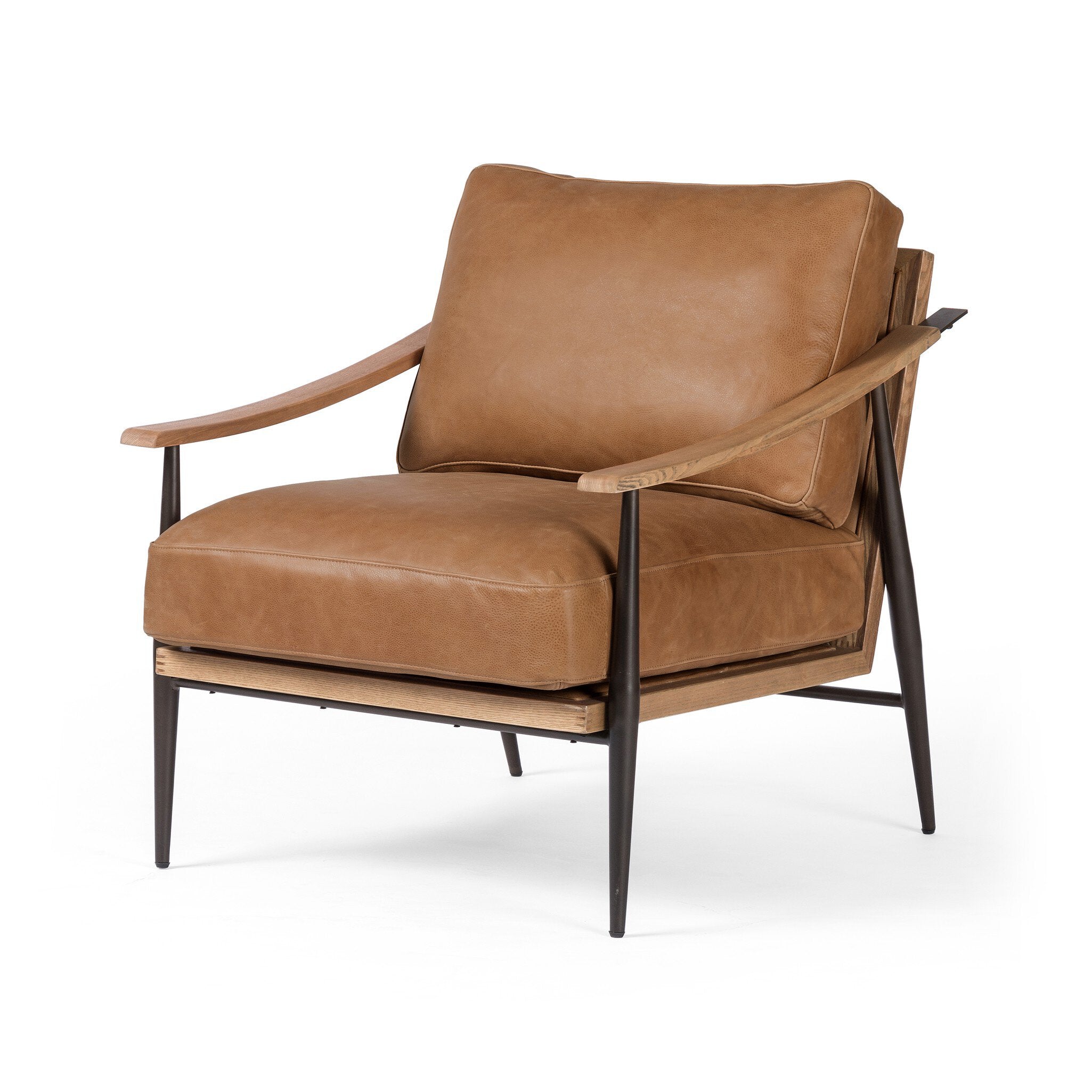 Four Hands Kennedy Chair — Palermo Cognac-Toasted Ash Solid-Gunmetal
