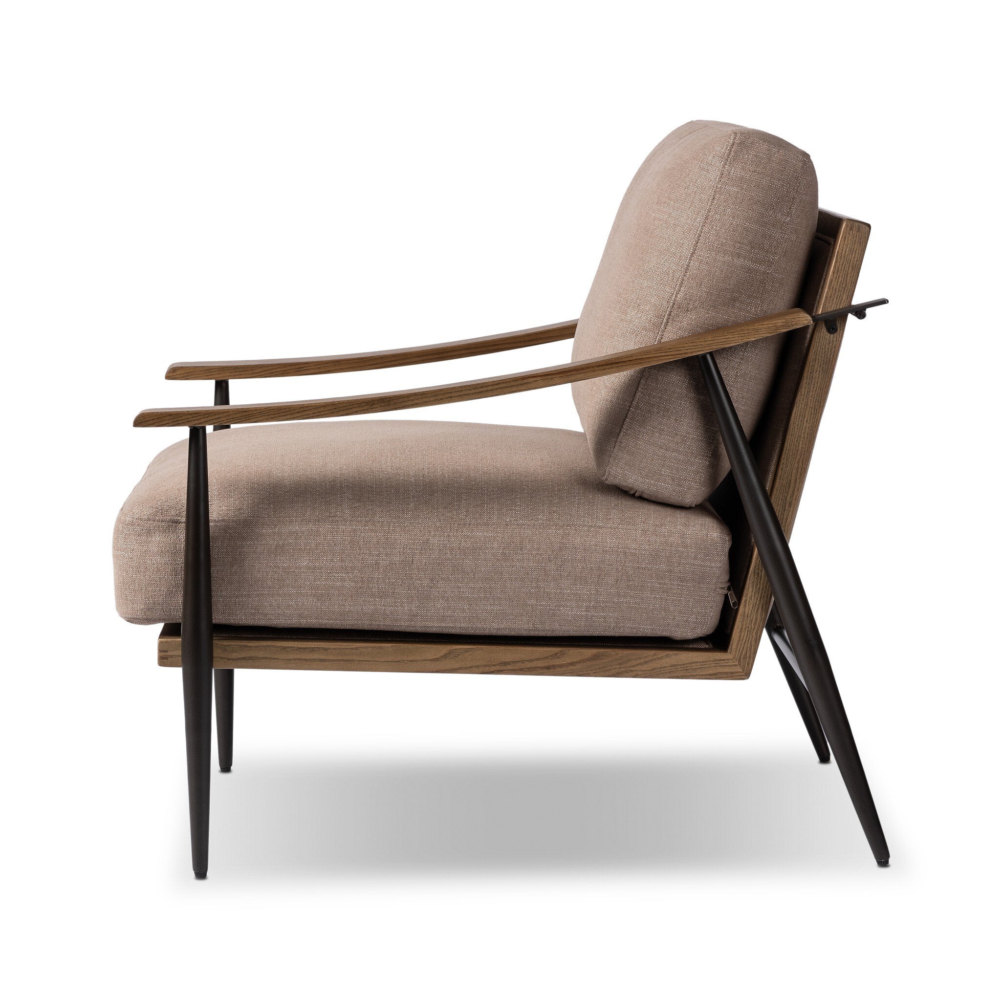 Four Hands Kennedy Chair — Crypton Nomad Taupe-Toasted Ash Solid-Gunmetal
