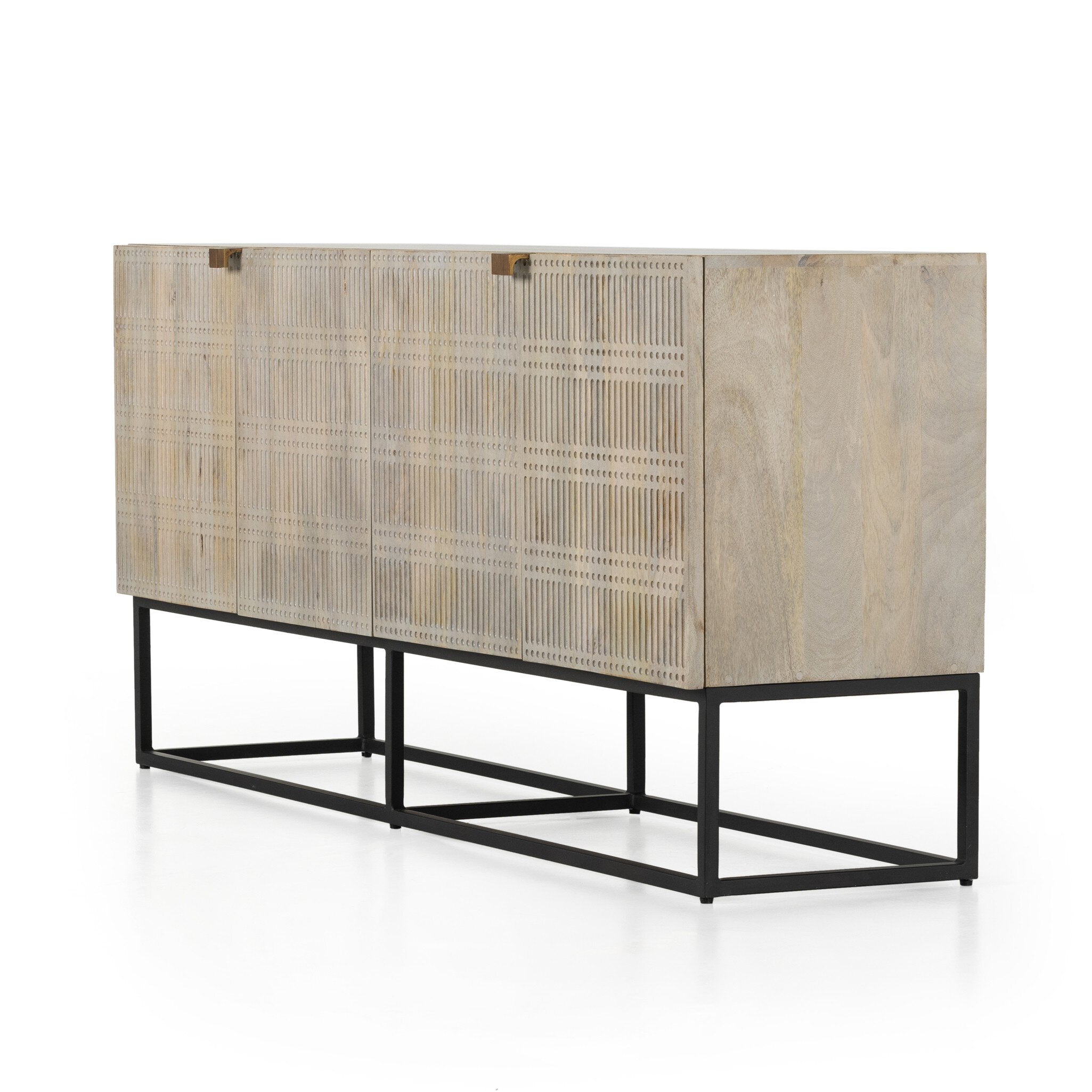 Four Hands Kelby Sideboard — Light Wash Carved Mango-Light Wash Mango-Gunmetal