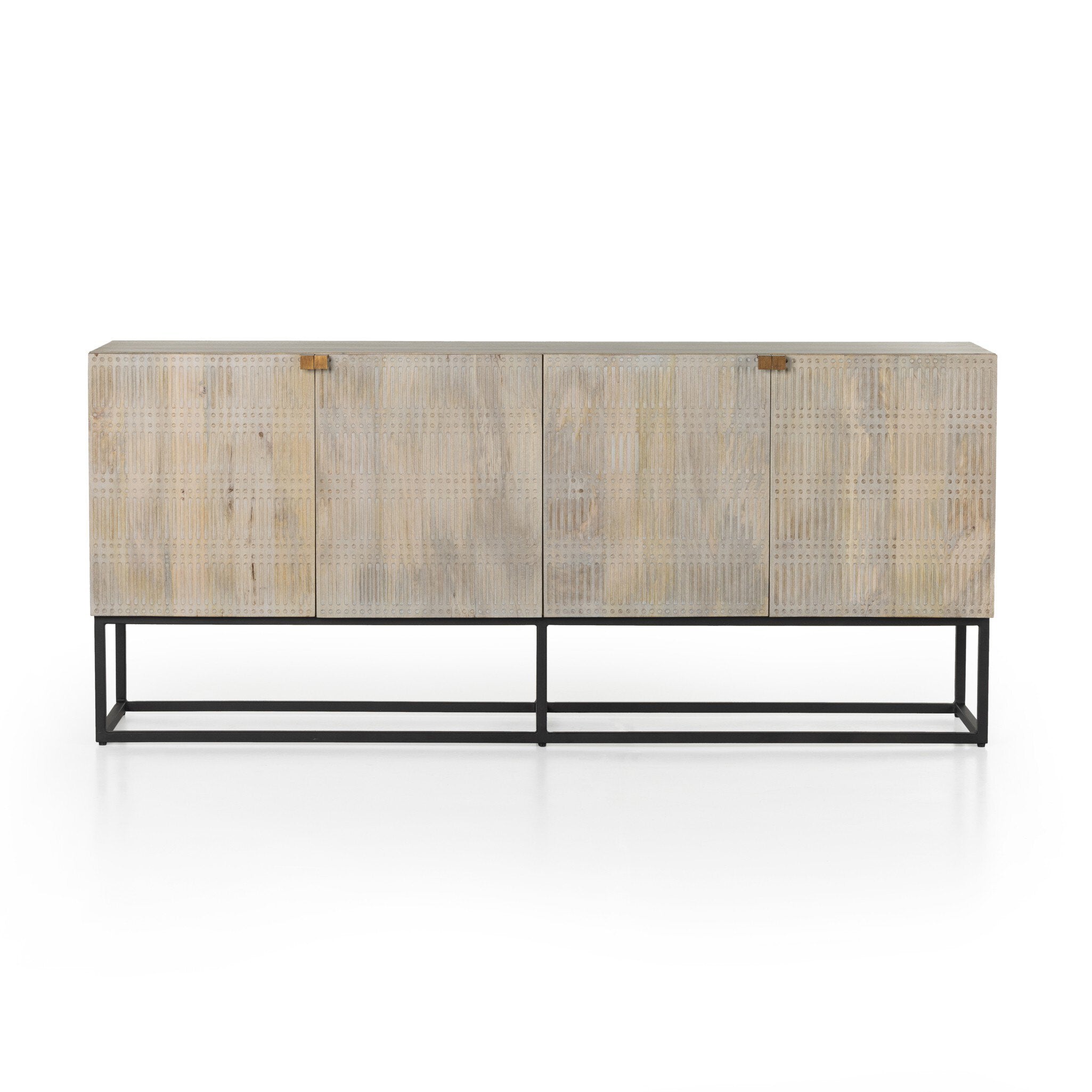 Four Hands Kelby Sideboard — Light Wash Carved Mango-Light Wash Mango-Gunmetal