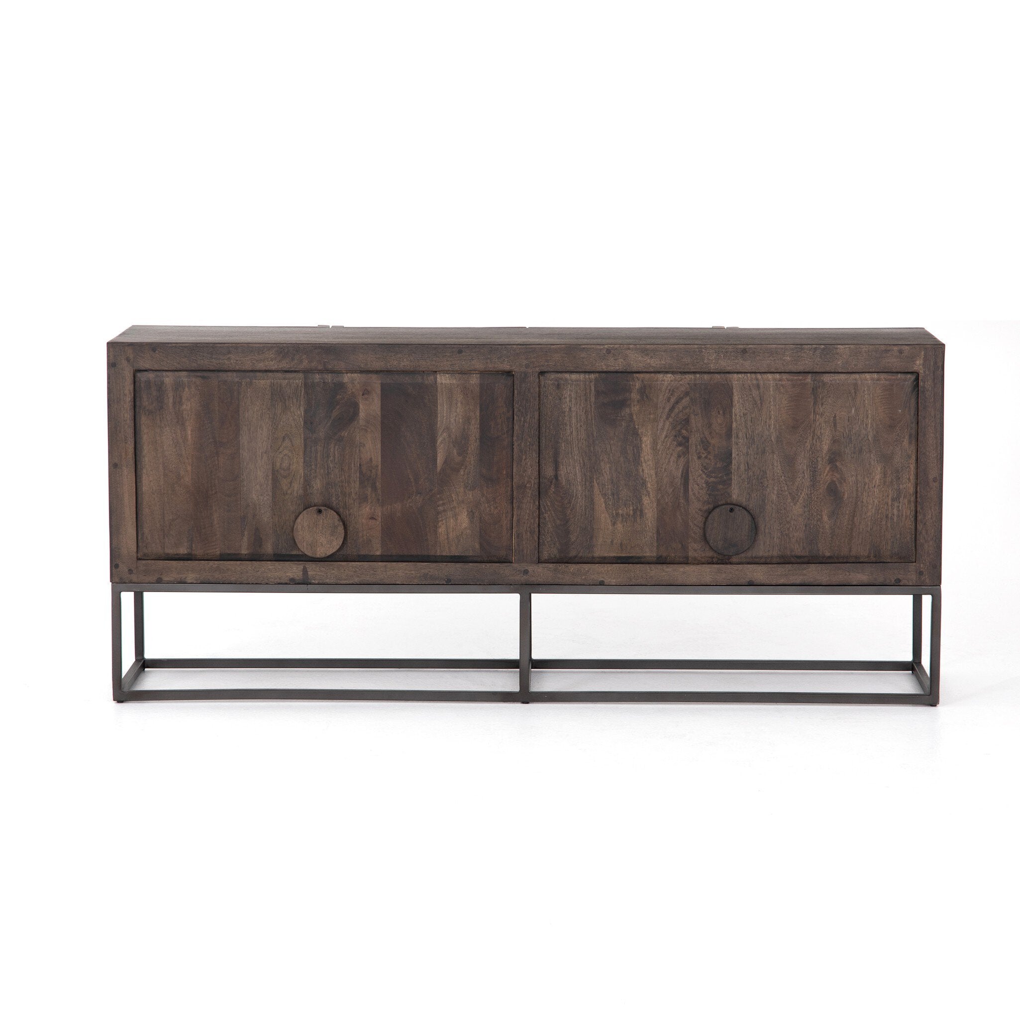 Four Hands Kelby Sideboard — Carved Vintage Brown-Vintage Brown-Gunmetal