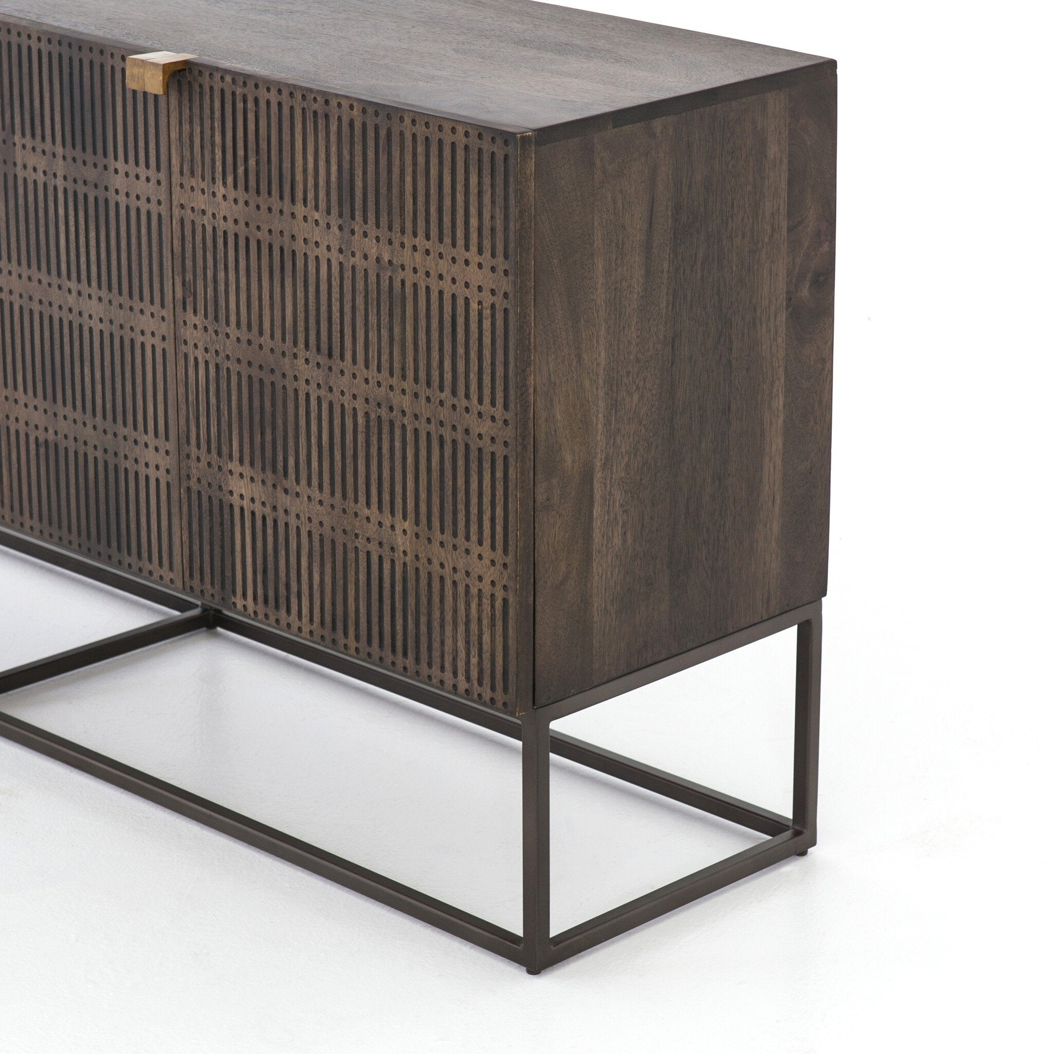 Four Hands Kelby Sideboard — Carved Vintage Brown-Vintage Brown-Gunmetal
