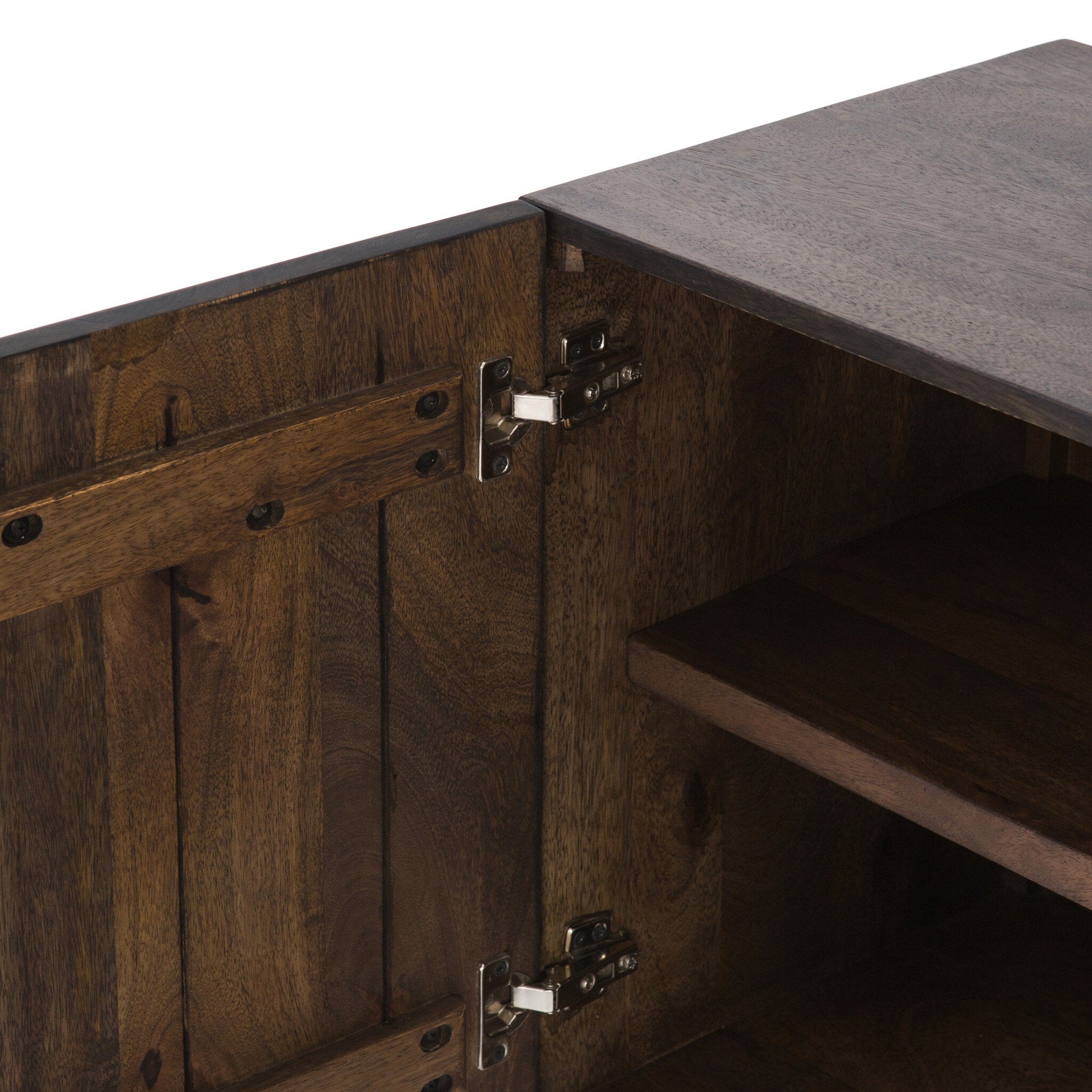 Four Hands Kelby Sideboard — Carved Vintage Brown-Vintage Brown-Gunmetal