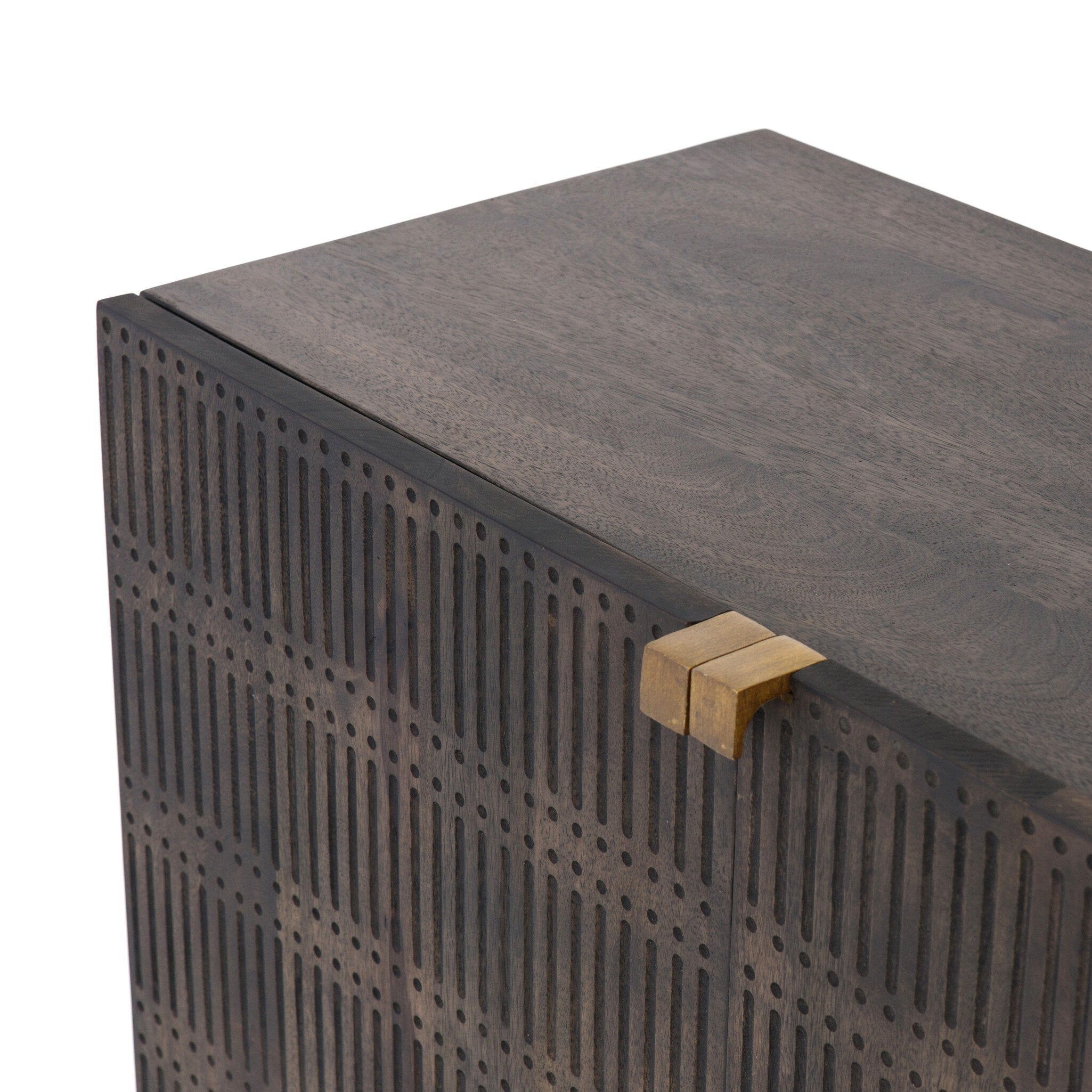 Four Hands Kelby Sideboard — Carved Vintage Brown-Vintage Brown-Gunmetal