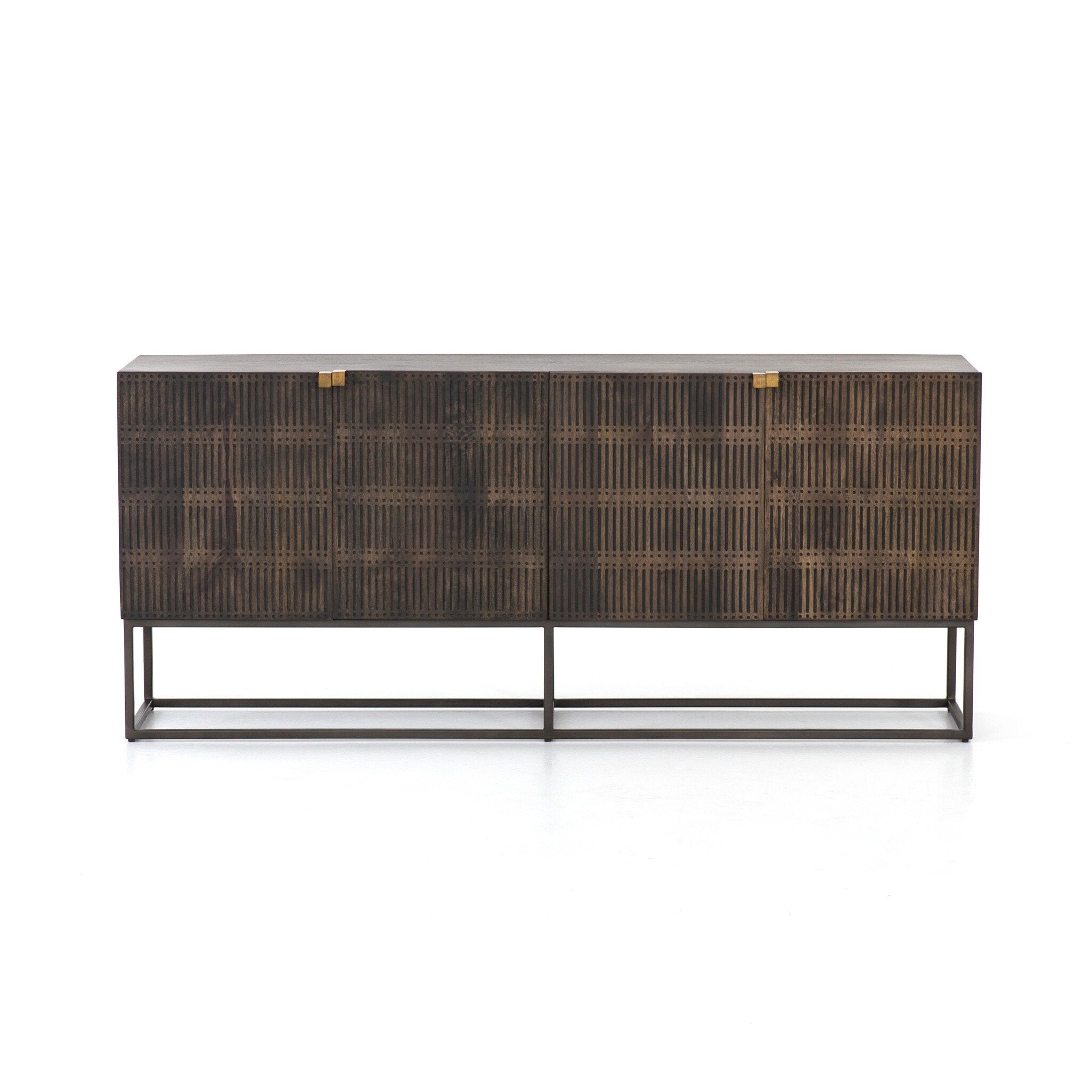 Four Hands Kelby Sideboard — Carved Vintage Brown-Vintage Brown-Gunmetal