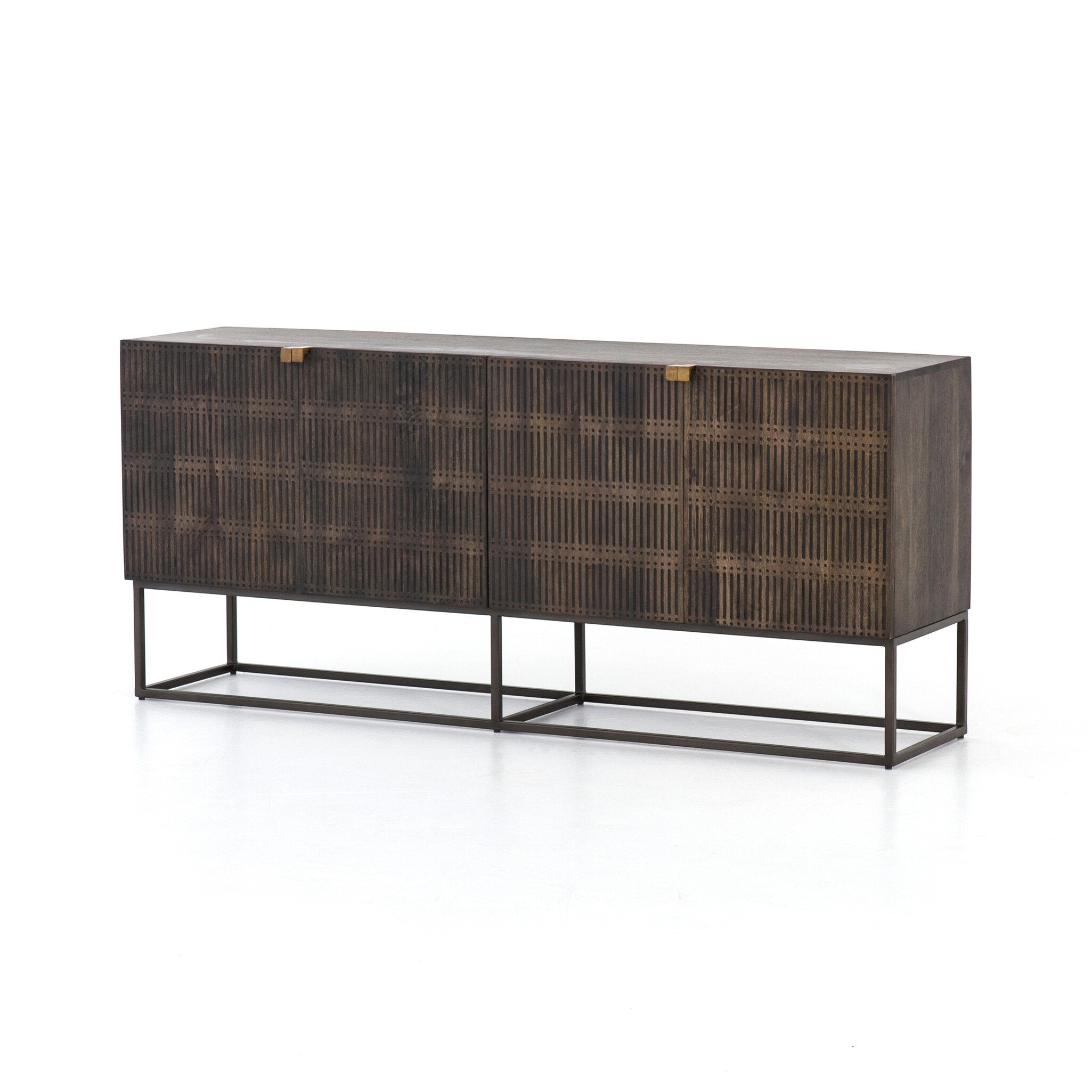 Four Hands Kelby Sideboard — Carved Vintage Brown-Vintage Brown-Gunmetal
