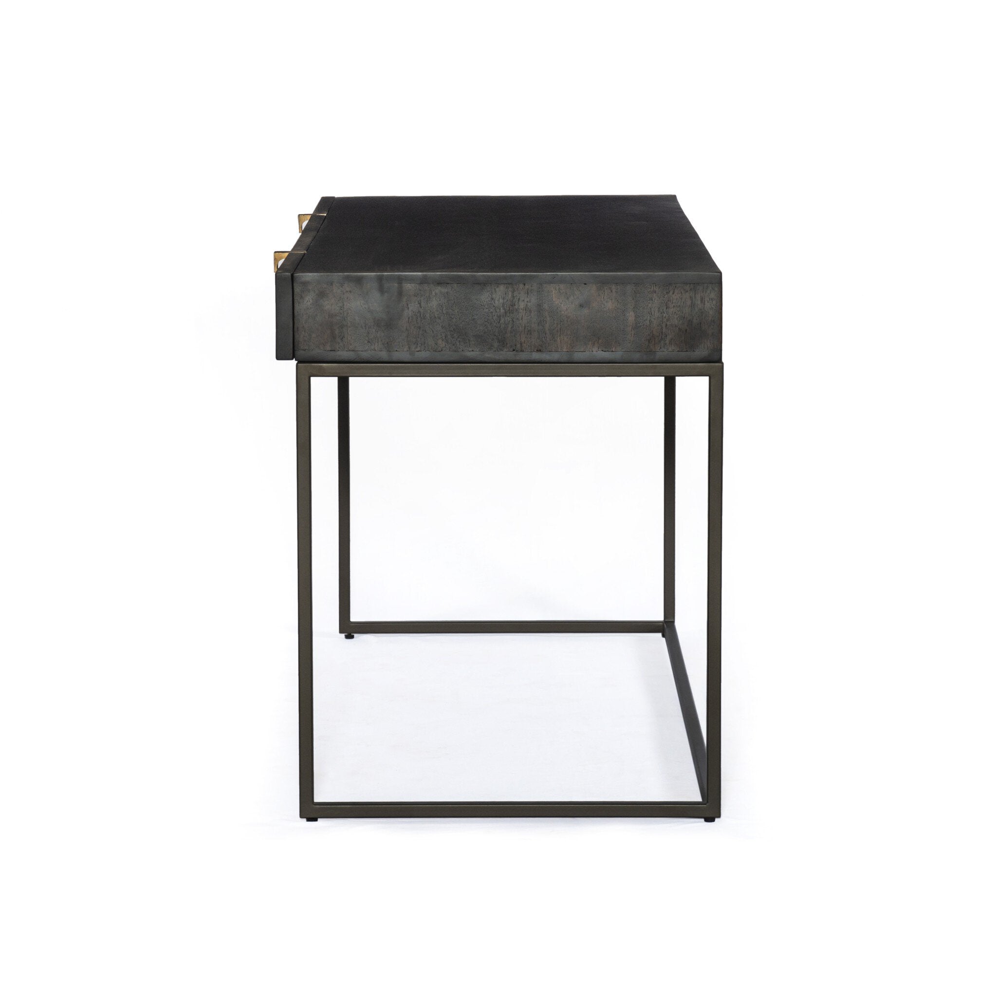 Four Hands Kelby Writing Desk — Carved Vintage Brown-Vintage Brown-Gunmetal