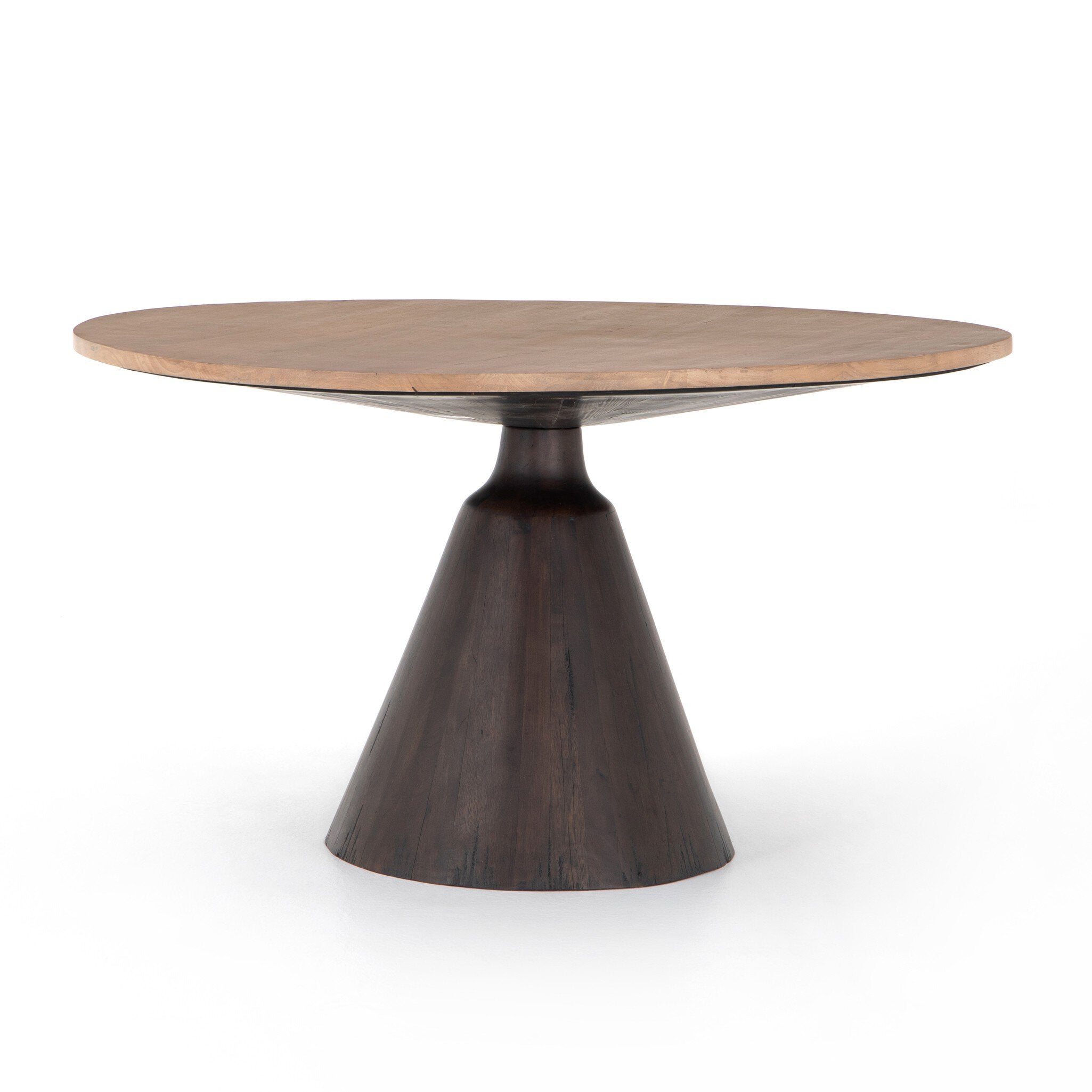 Four Hands Bronx Dining Table — Light Brushed Parawood-Dark Brown