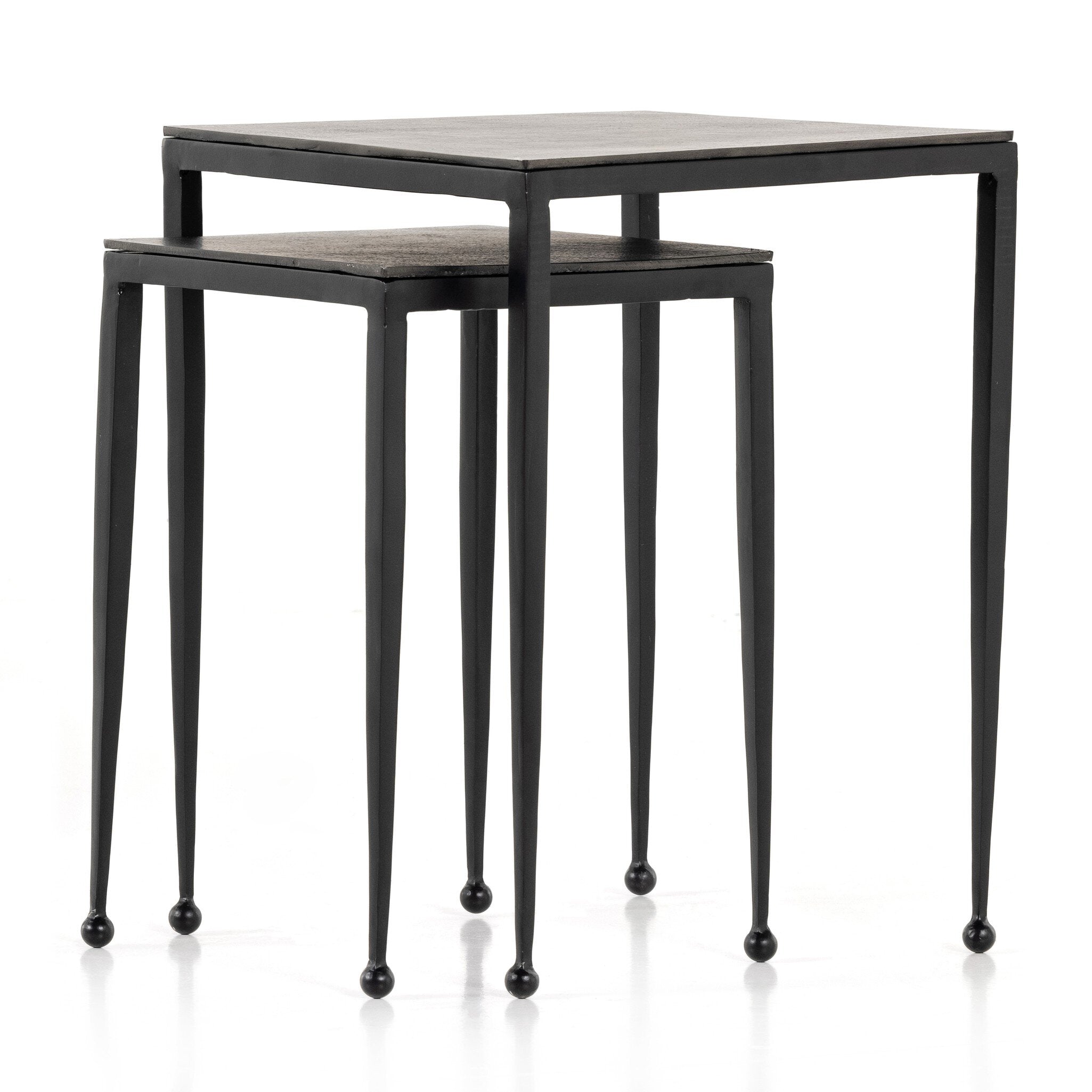 Four Hands Dalston Nesting End Table Set — Raw Black-Iron Matte Black