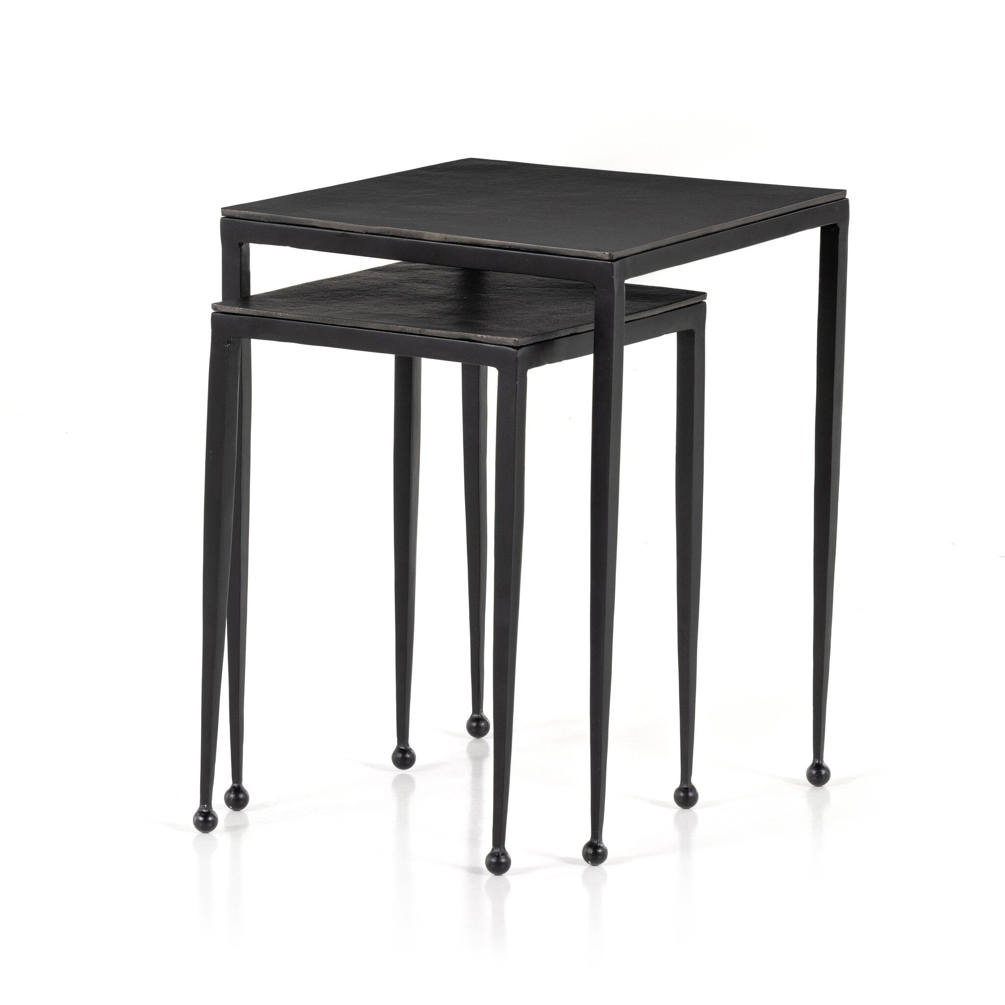 Four Hands Dalston Nesting End Table Set — Raw Black-Iron Matte Black