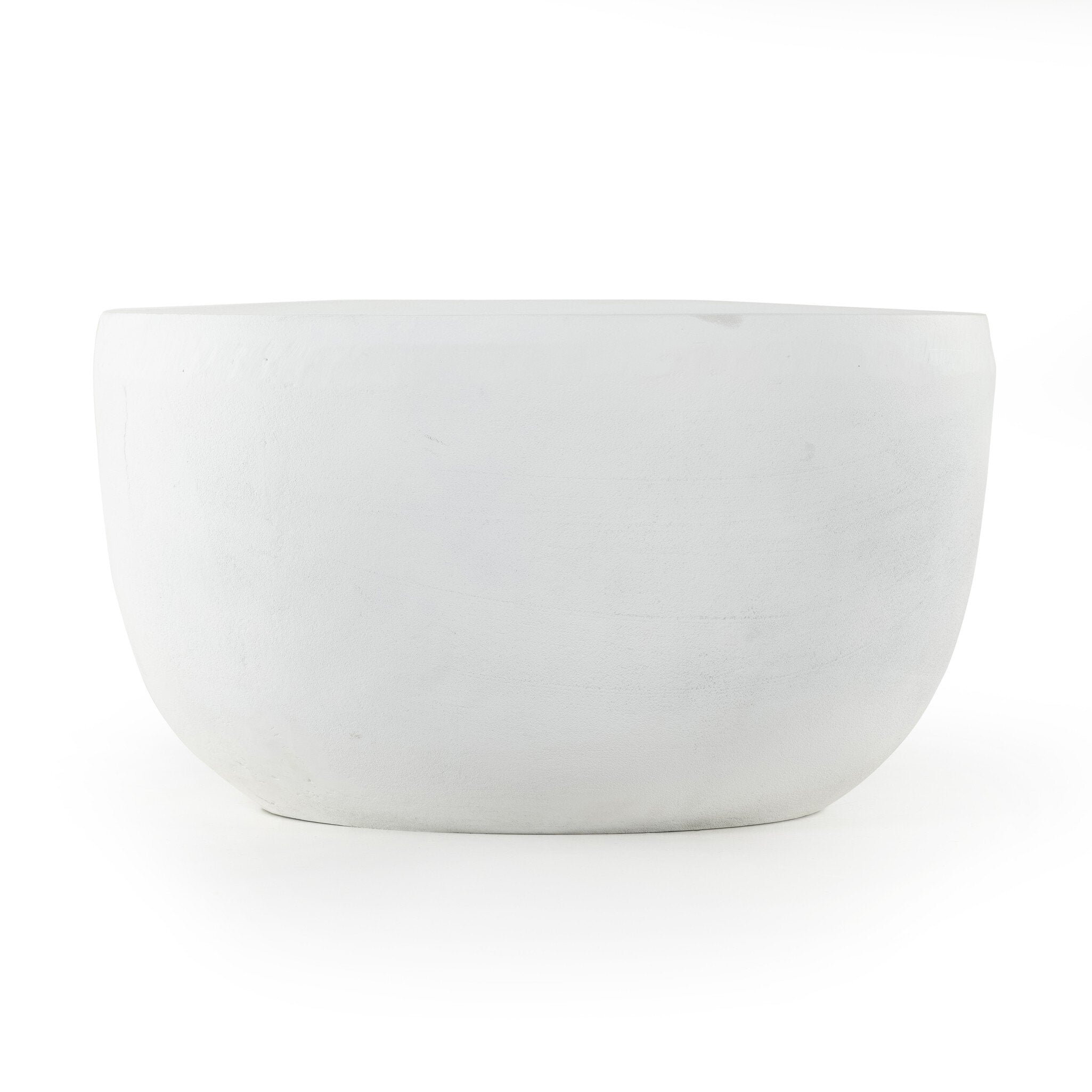 Four Hands Basil Outdoor End Table — Matte White Cast Aluminum